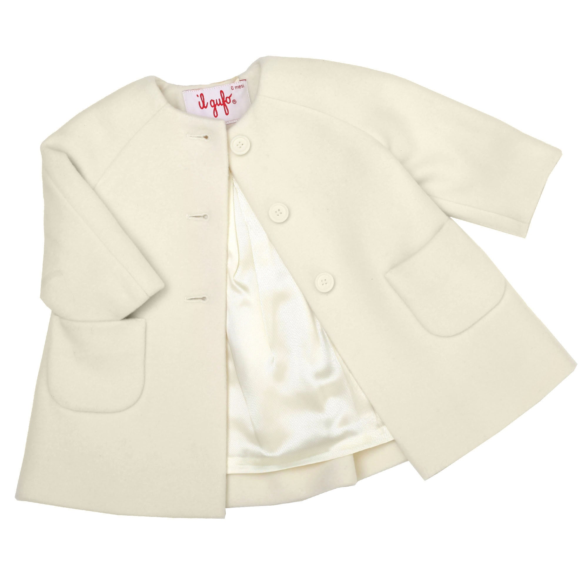 Baby Girls Milk White Patch Pocket Woven Coat - CÉMAROSE | Children's Fashion Store - 3