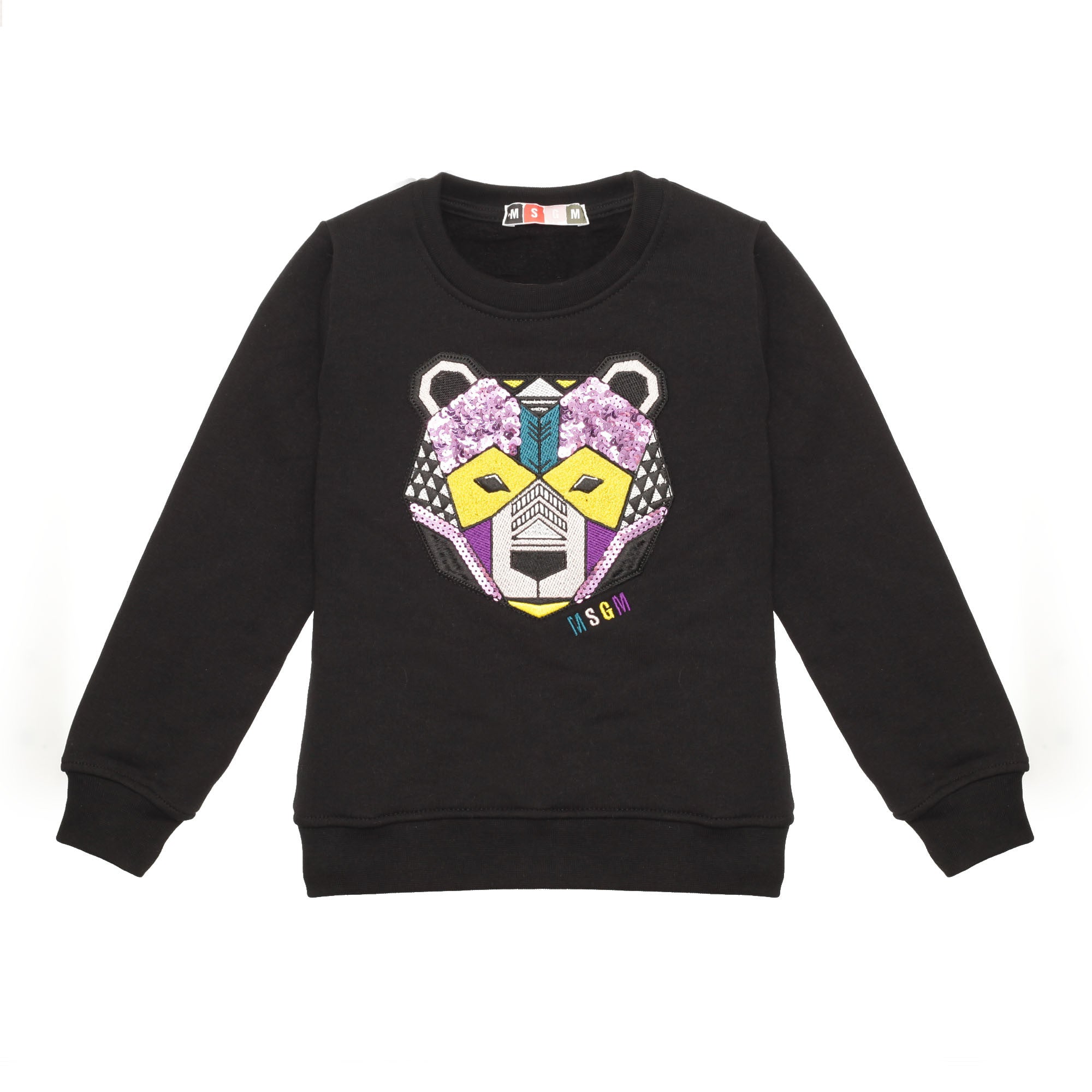 Girls Black Embroidered Trims Cotton Sweatshirt - CÉMAROSE | Children's Fashion Store - 1