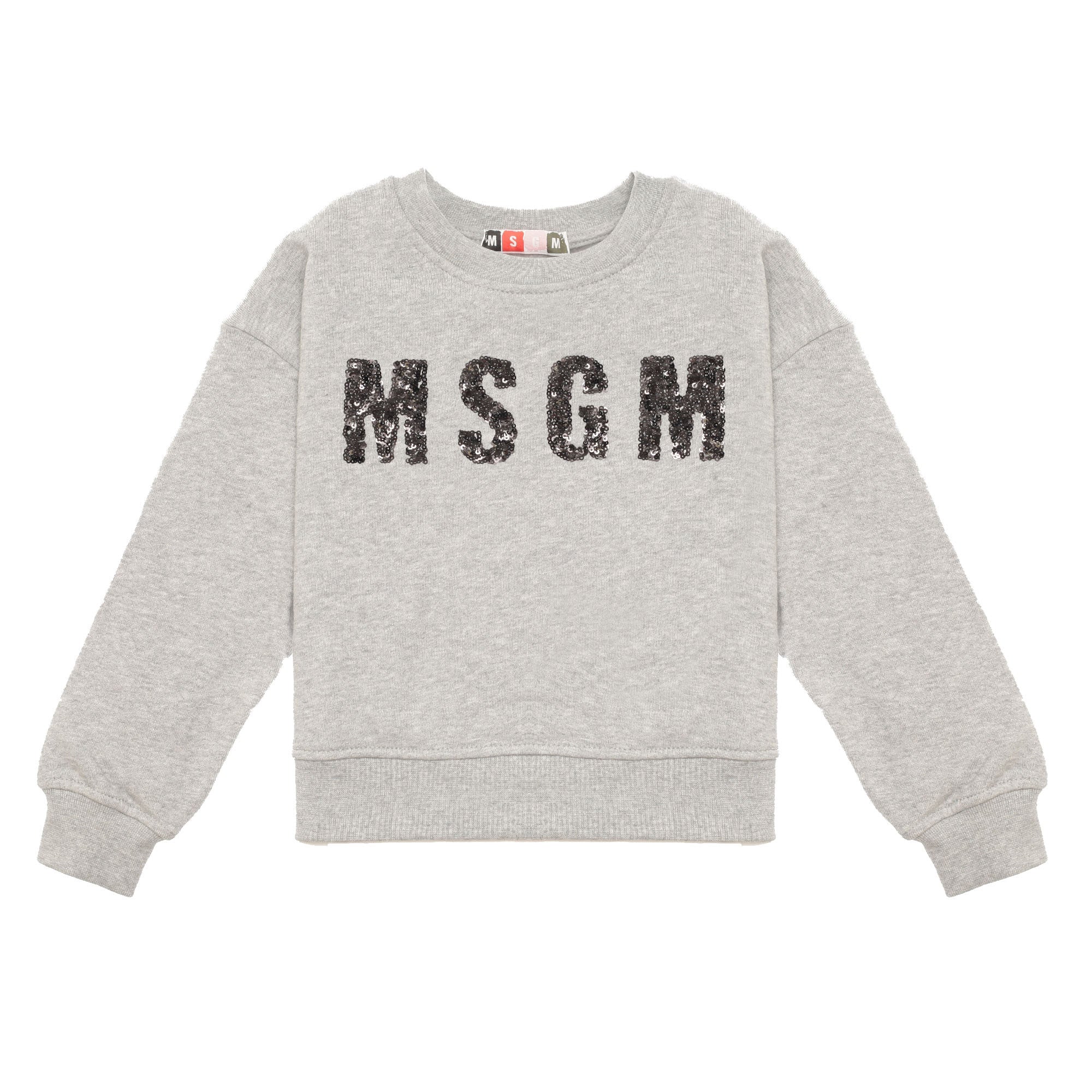 Girls Melange Grey Embroidered Brand Cotton Sweatshirt - CÉMAROSE | Children's Fashion Store - 1