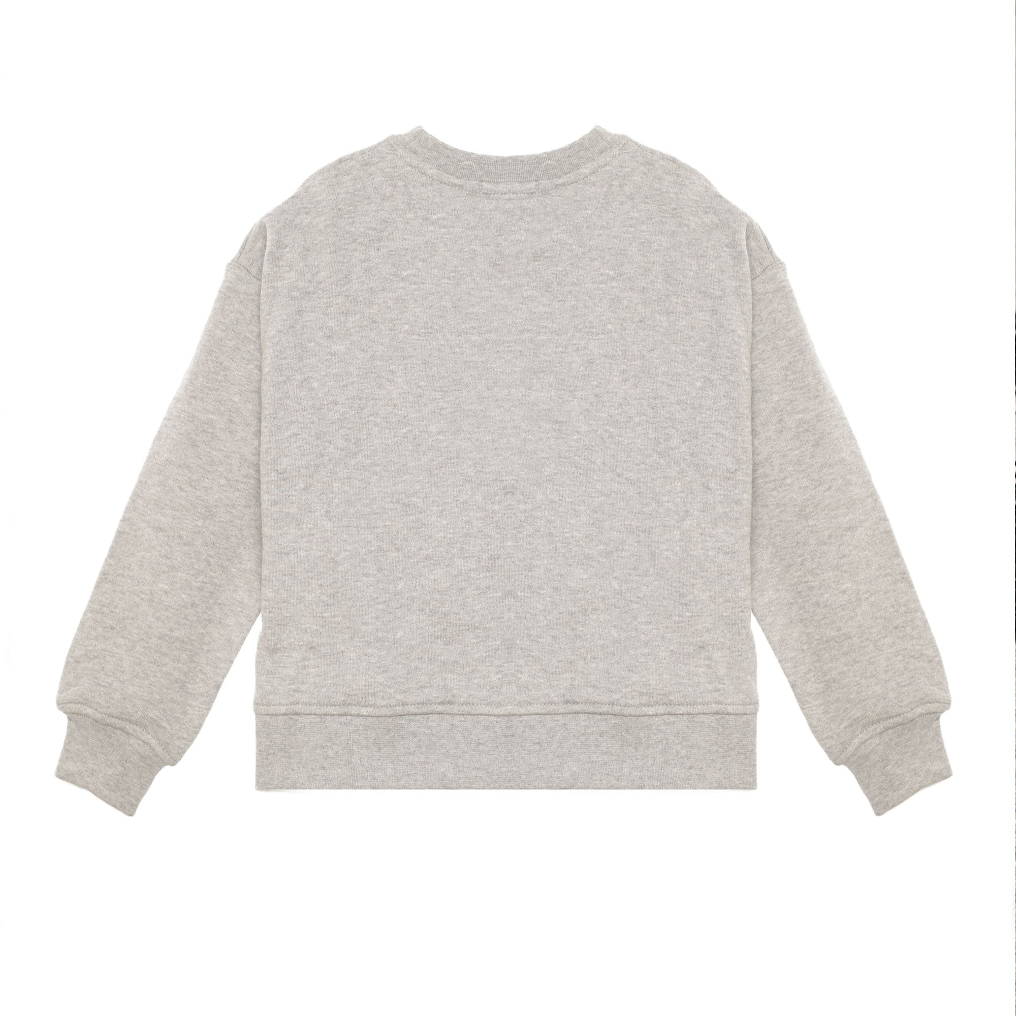 Girls Melange Grey Rib Cuffs Embroidered Cotton Sweatshirt - CÉMAROSE | Children's Fashion Store - 2