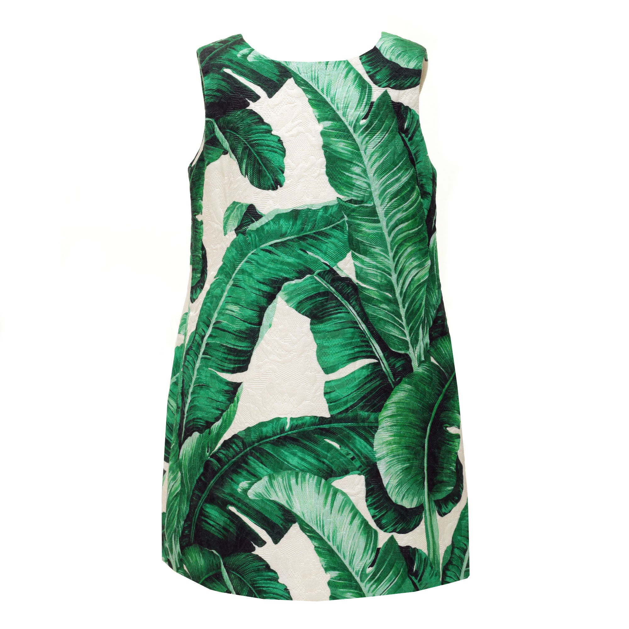 Girls Green Leaf Printed Trims Sleeveless Dress - CÉMAROSE | Children's Fashion Store - 1