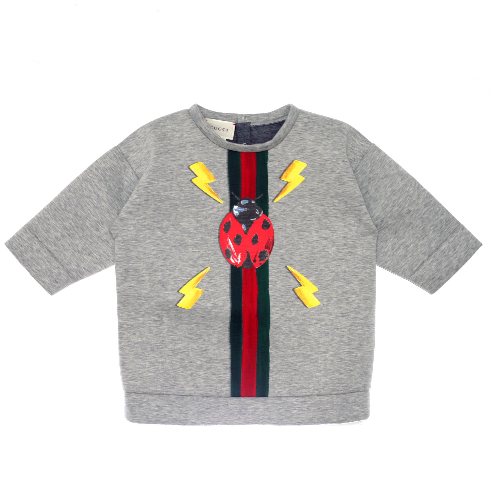 Baby Grey Coccinella Printed Trims Cotton Sweatshirt - CÉMAROSE | Children's Fashion Store - 1