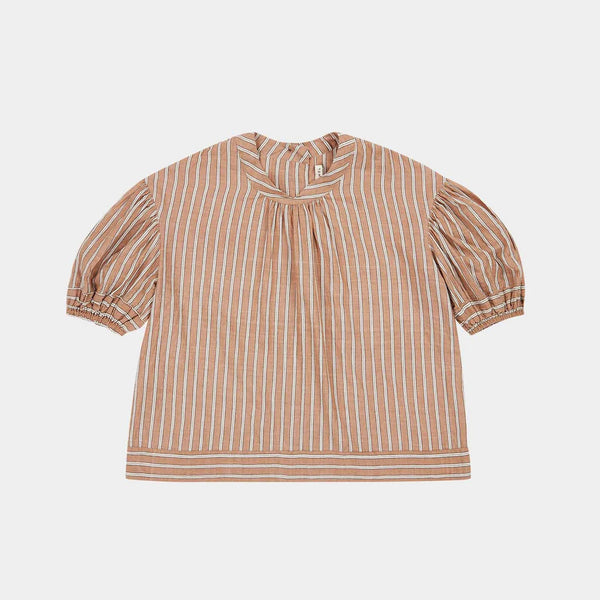 Girls Beige Stripes Cotton Shirt