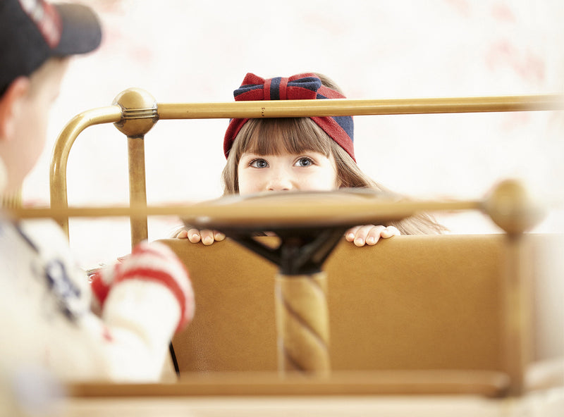Baby Girls Wool Head Band With Red And Blue Stripe - CÉMAROSE | Children's Fashion Store - 2