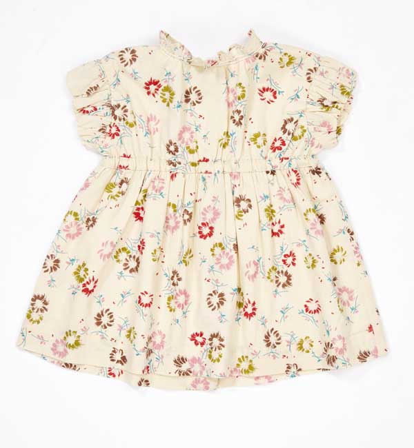 Baby Girls Painted Flower Print Cream Cotton Dress