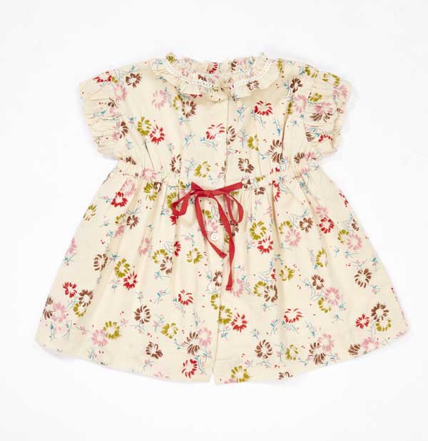 Baby Girls Painted Flower Print Cream Cotton Dress