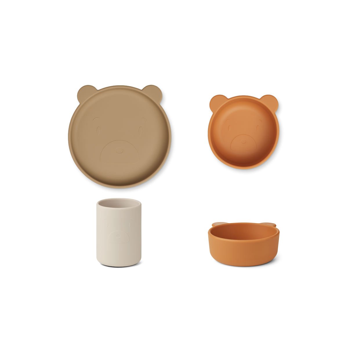 Boys & Girls Beige Bear Silicone Tableware (3 Pack)