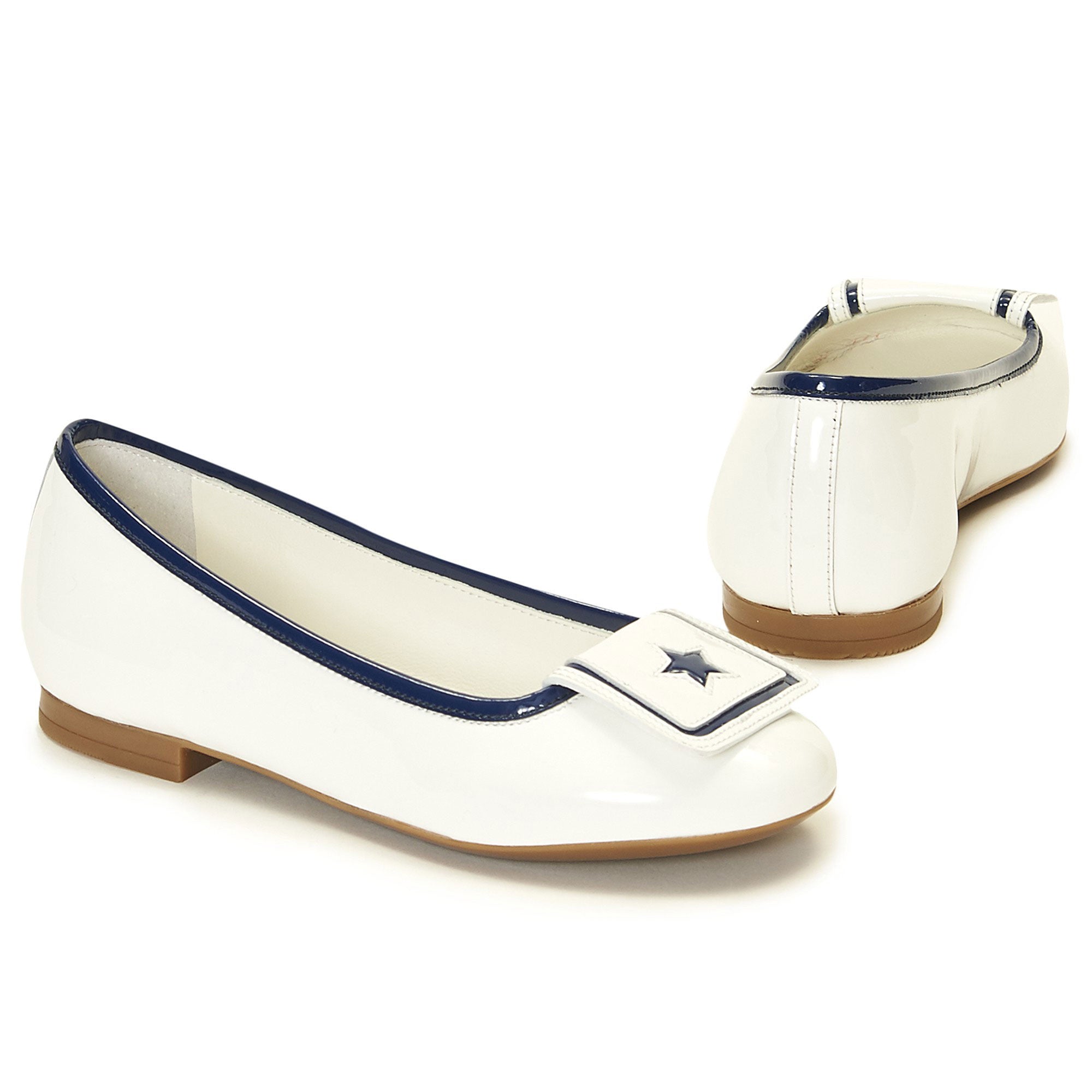 Girls White Ballet Flats With Blue Star - CÉMAROSE | Children's Fashion Store