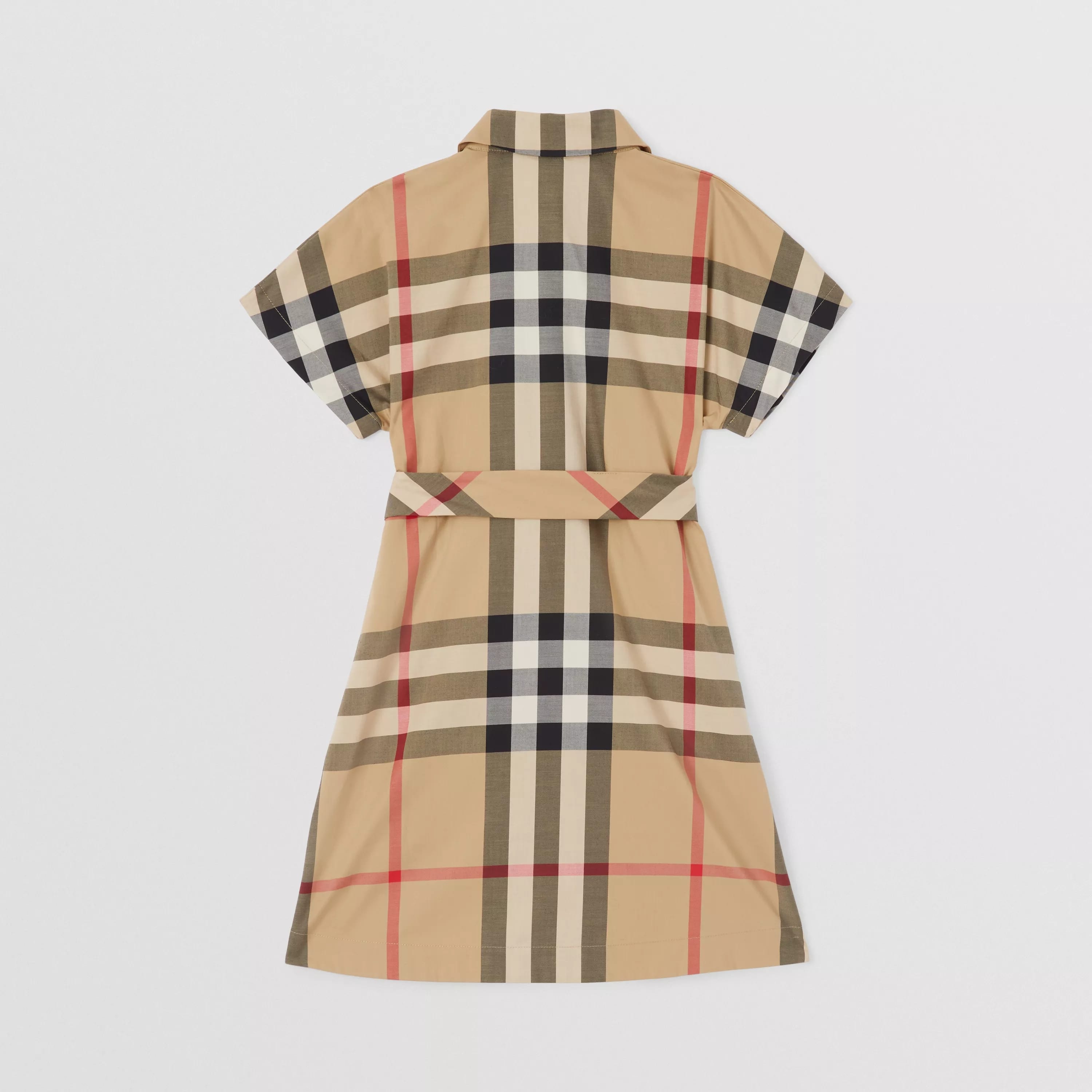 Girls Beige Check Cotton Dress