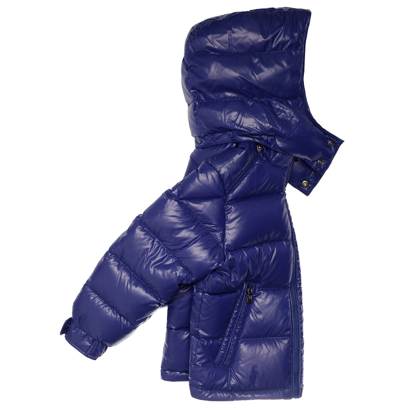 Boys & Girls Blue Hooded Padded Down 'Maya' Jacket - CÉMAROSE | Children's Fashion Store - 4