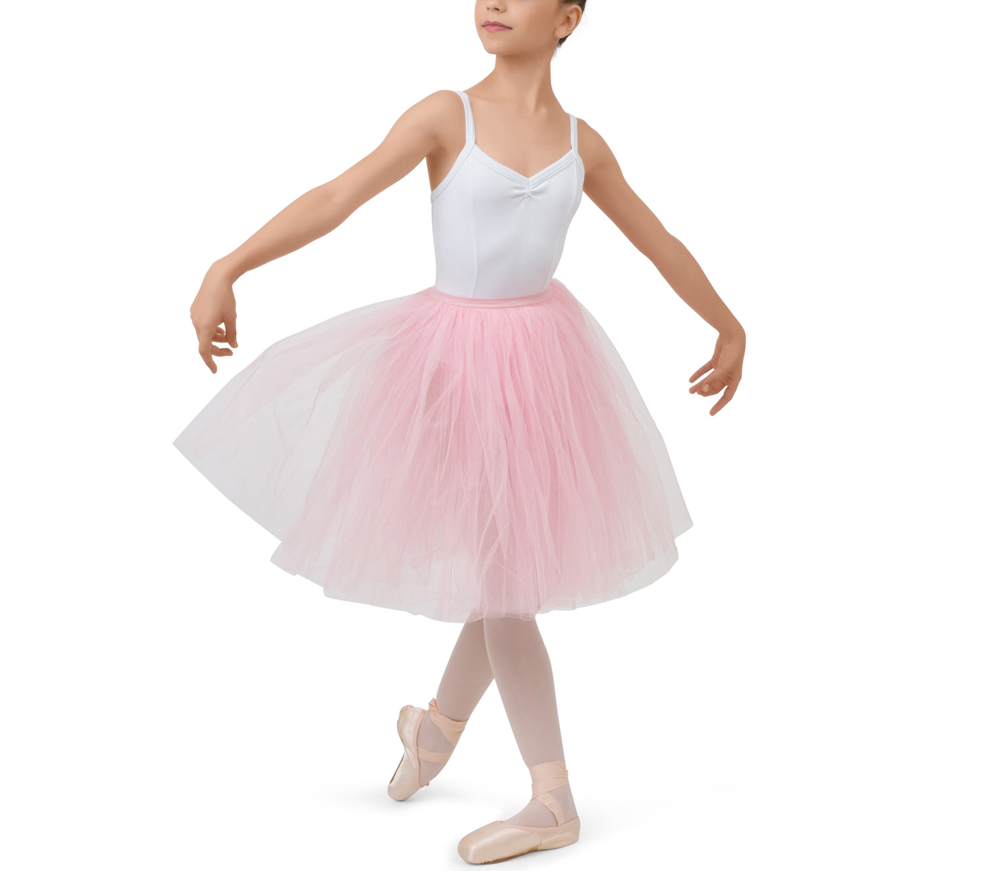 Girl Pink Long Tulle Skirt