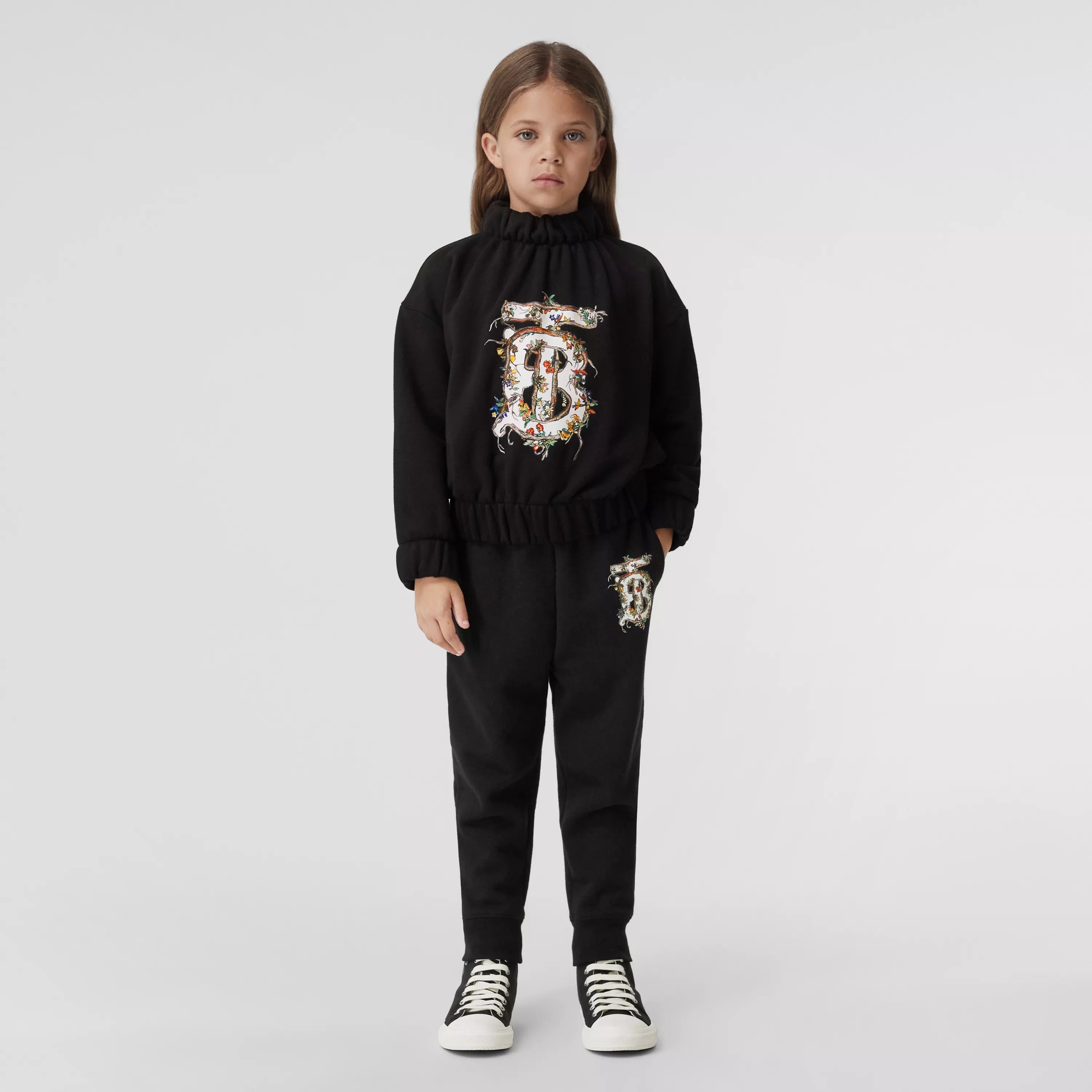 Boys & Girls Black Logo Cotton Trousers