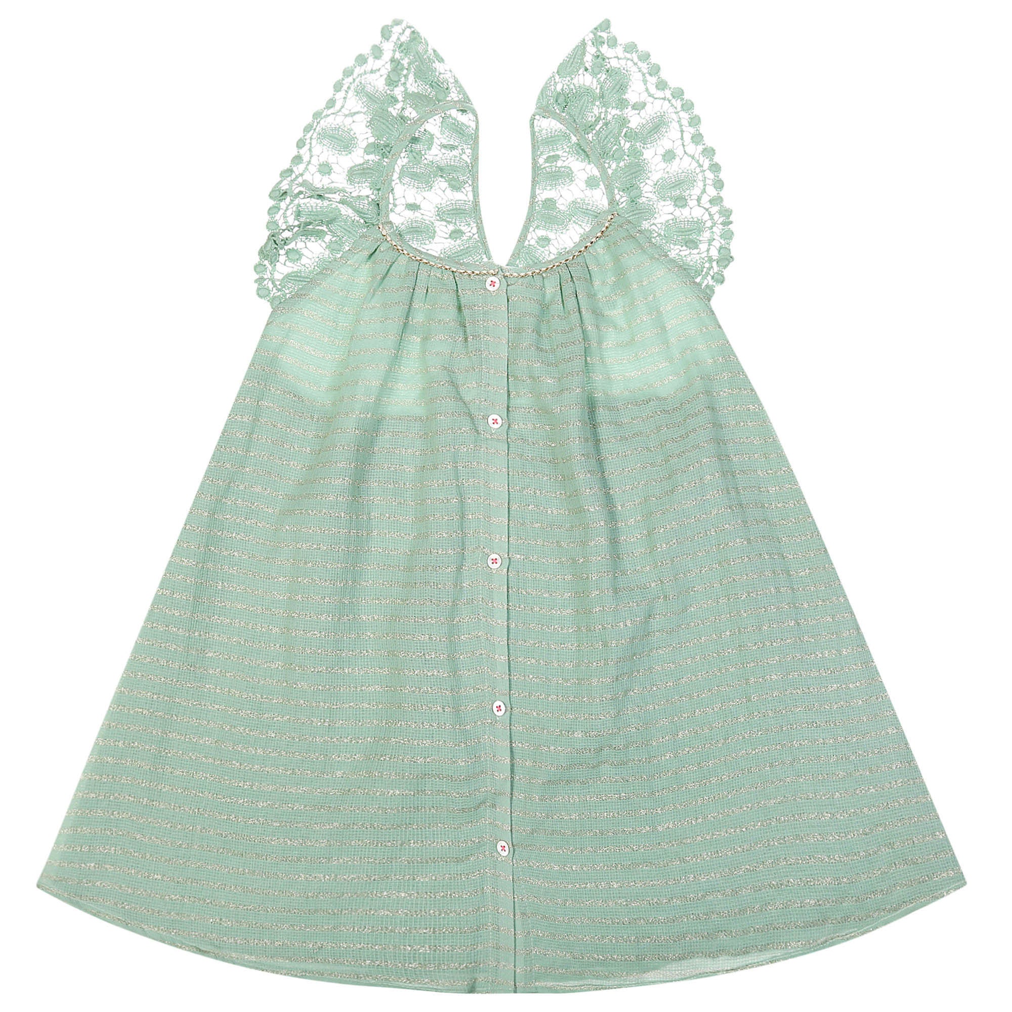 Girls Light Green "Alba" Striped Dress