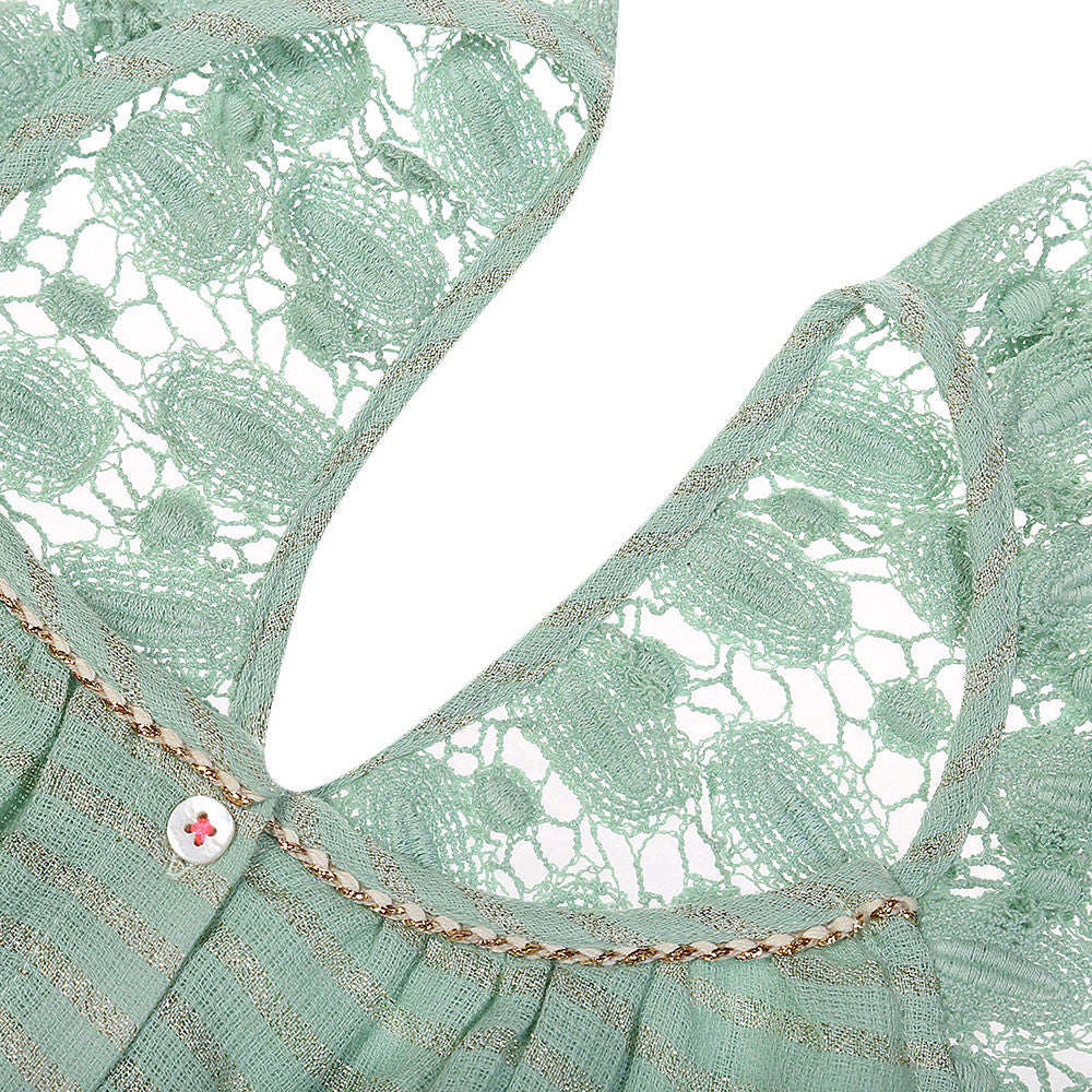 Girls Light Green "Alba" Striped Dress