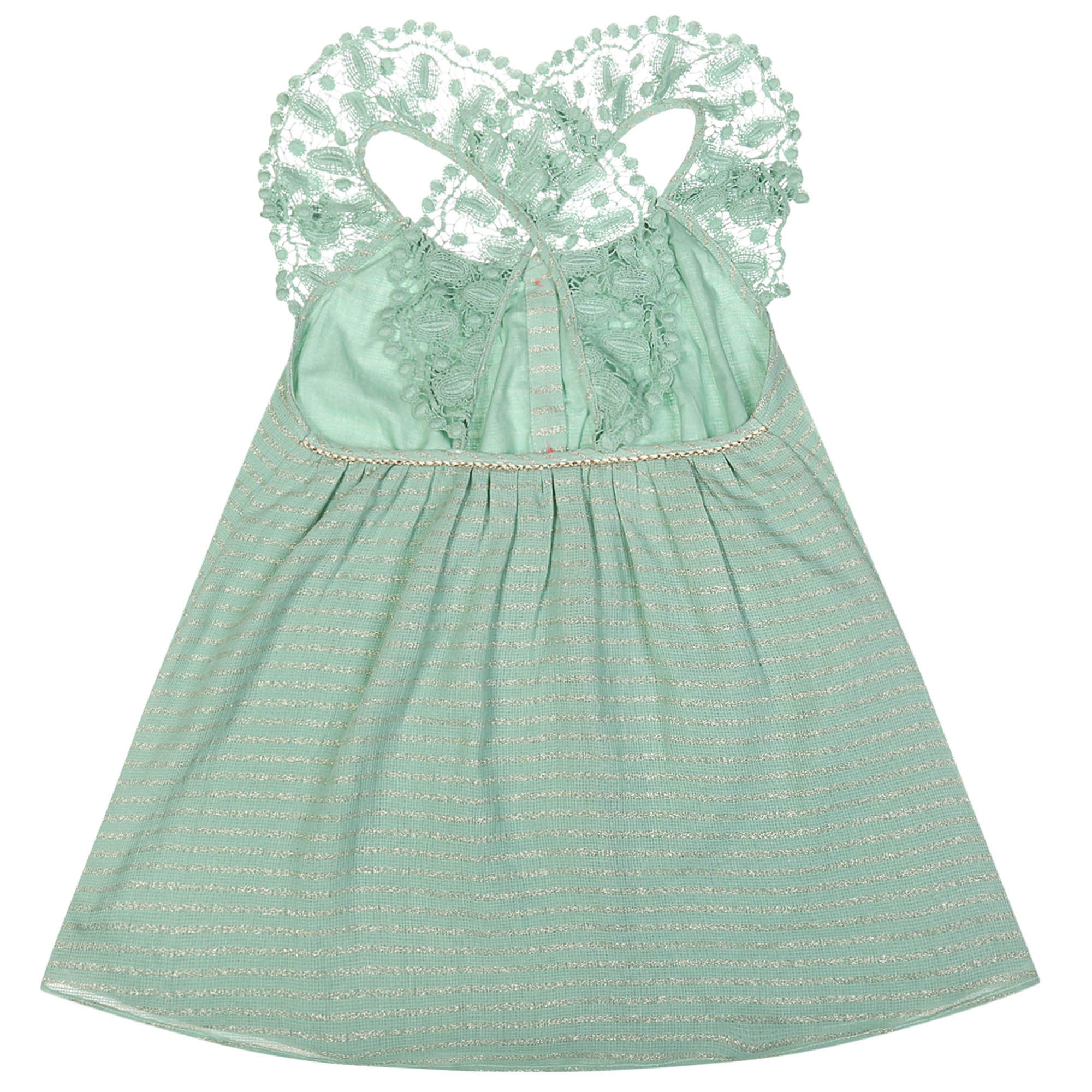 Girls Light Green "Alba" Striped Dress
