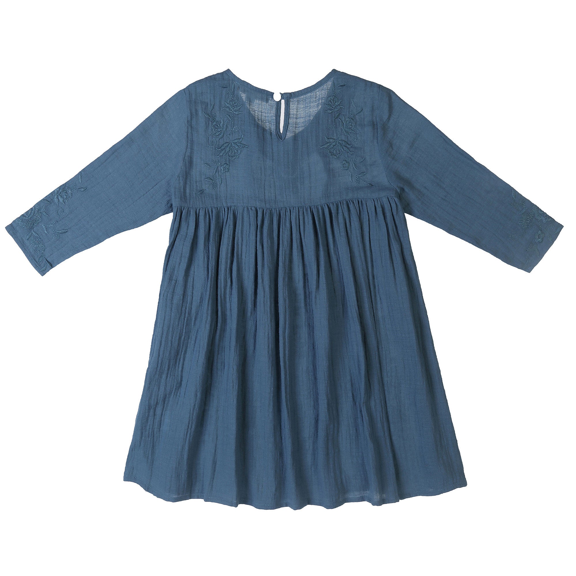 Girls Blue Embroidered Flower Trims 'Alice'Dress - CÉMAROSE | Children's Fashion Store - 2
