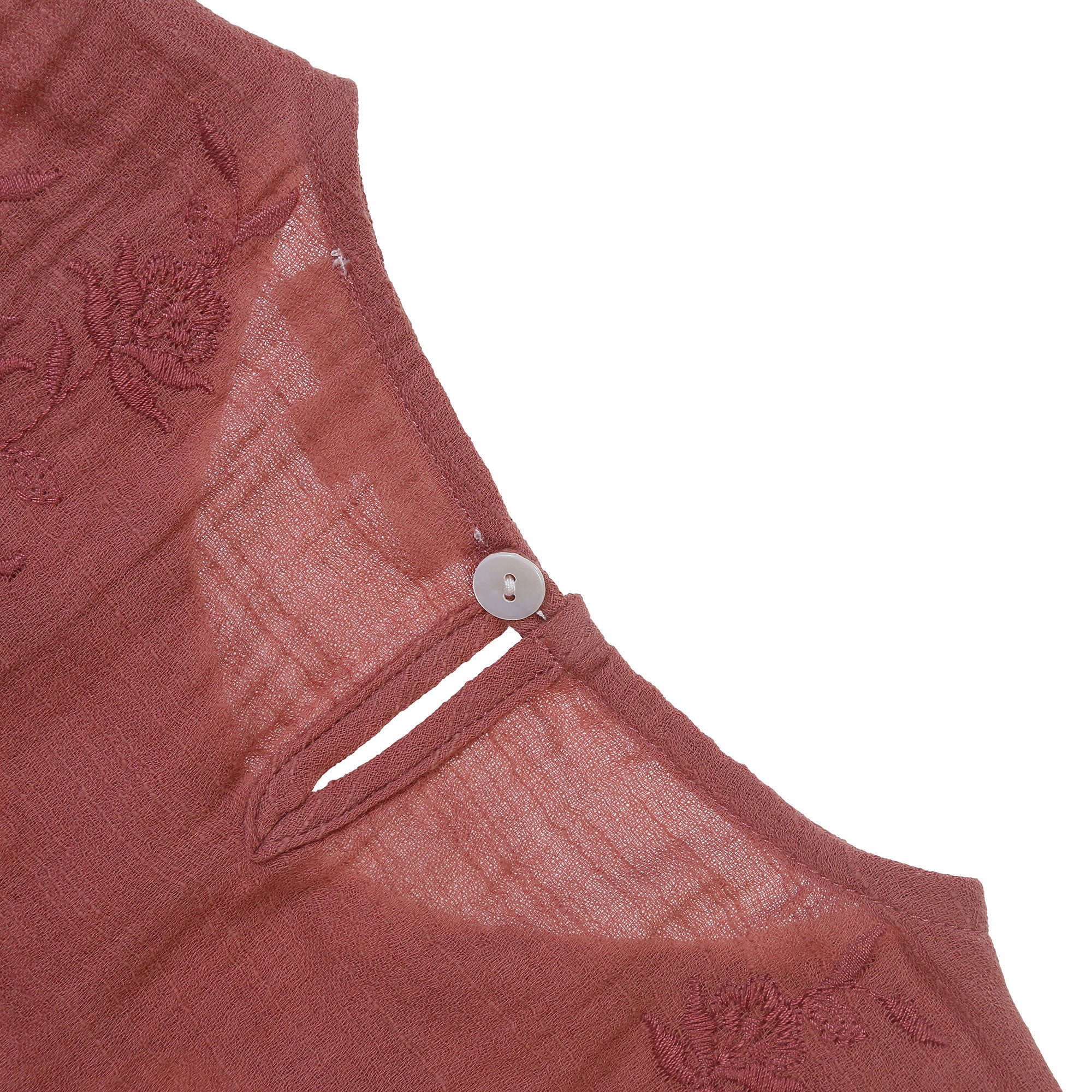 Girls Dark Red Embroidered Flower Trims 'Alice'Dress - CÉMAROSE | Children's Fashion Store - 6