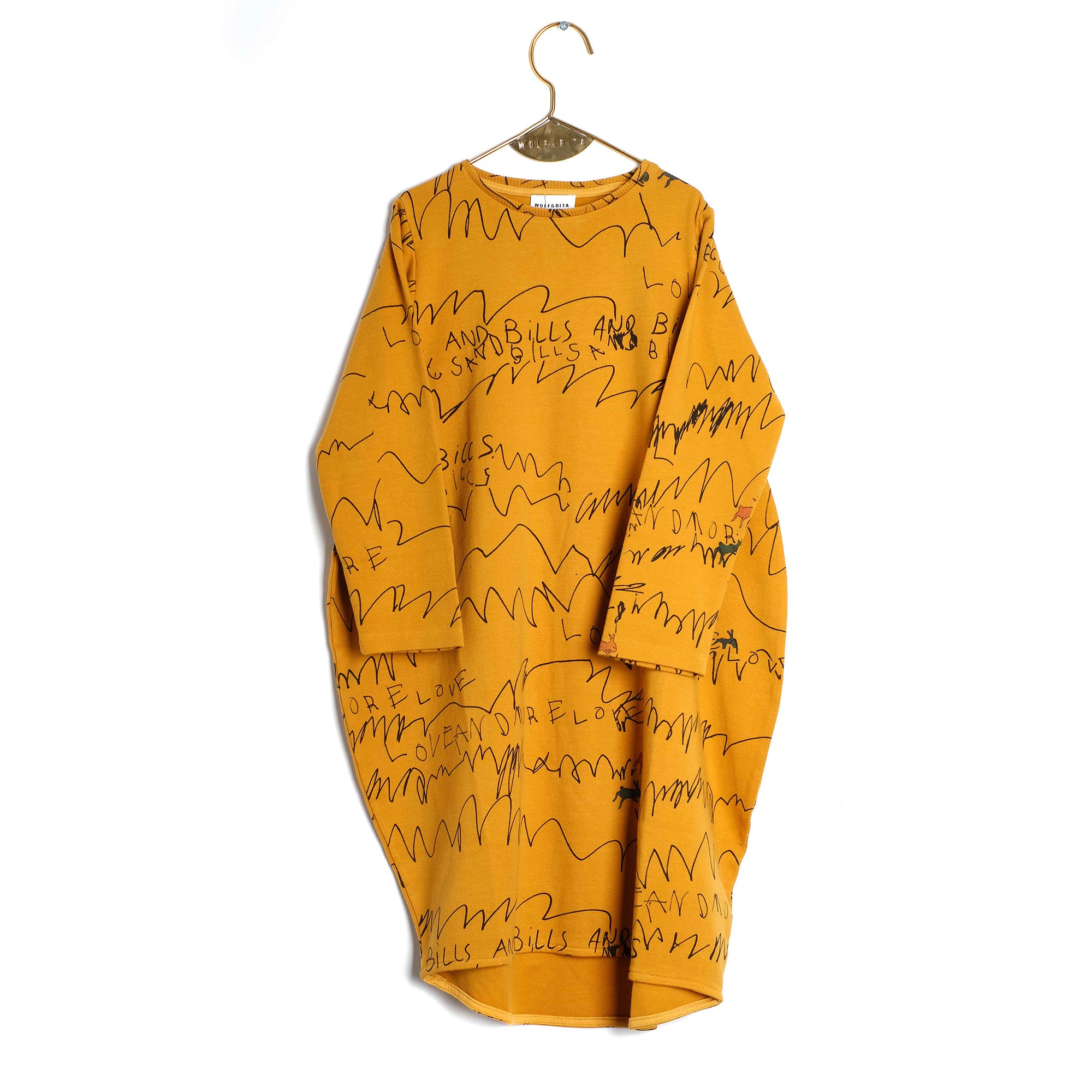Girls Yellow Printed Cotton Dress