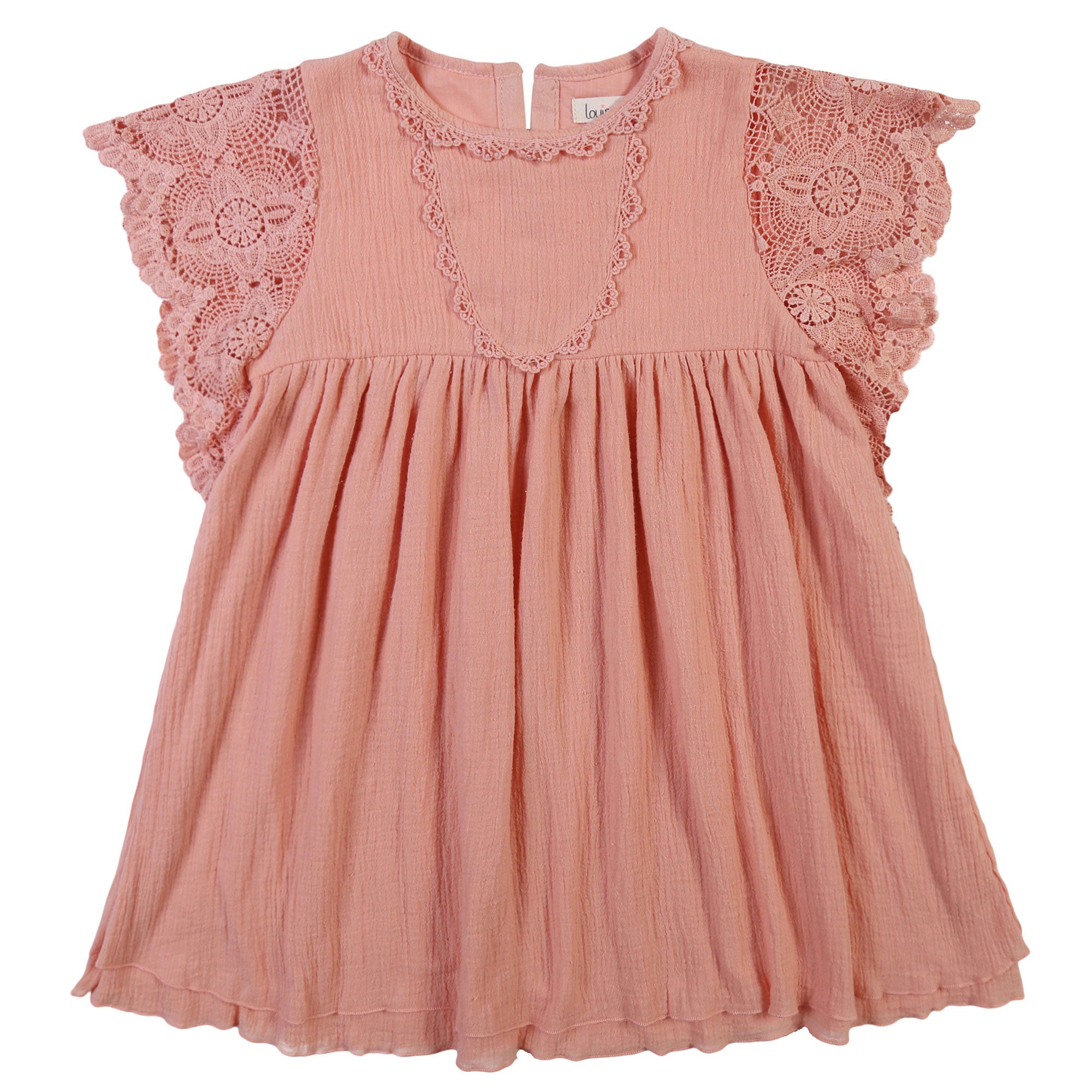 Girls Pink Frilled Sleeved Cotton 'Juliaca' Dress - CÉMAROSE | Children's Fashion Store - 1