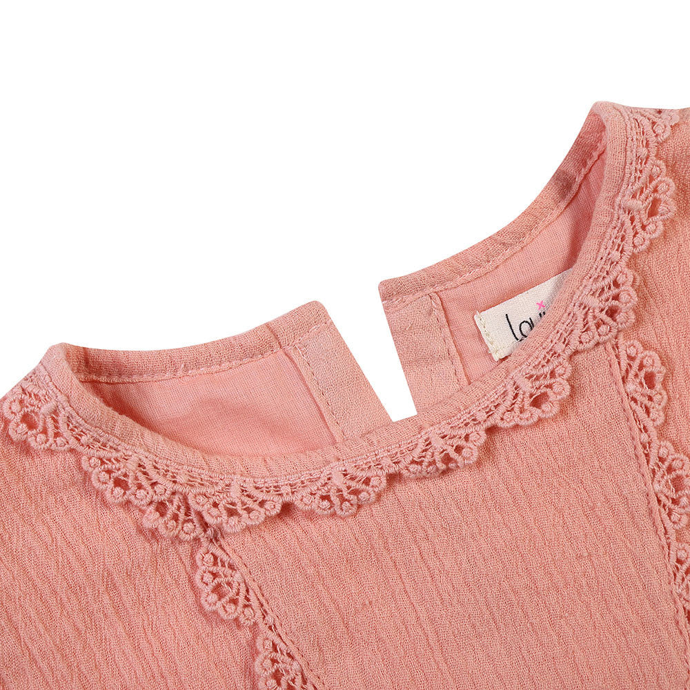 Girls Pink Frilled Sleeved Cotton 'Juliaca' Dress - CÉMAROSE | Children's Fashion Store - 4