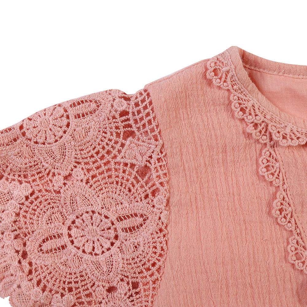 Girls Pink Frilled Sleeved Cotton 'Juliaca' Dress - CÉMAROSE | Children's Fashion Store - 5