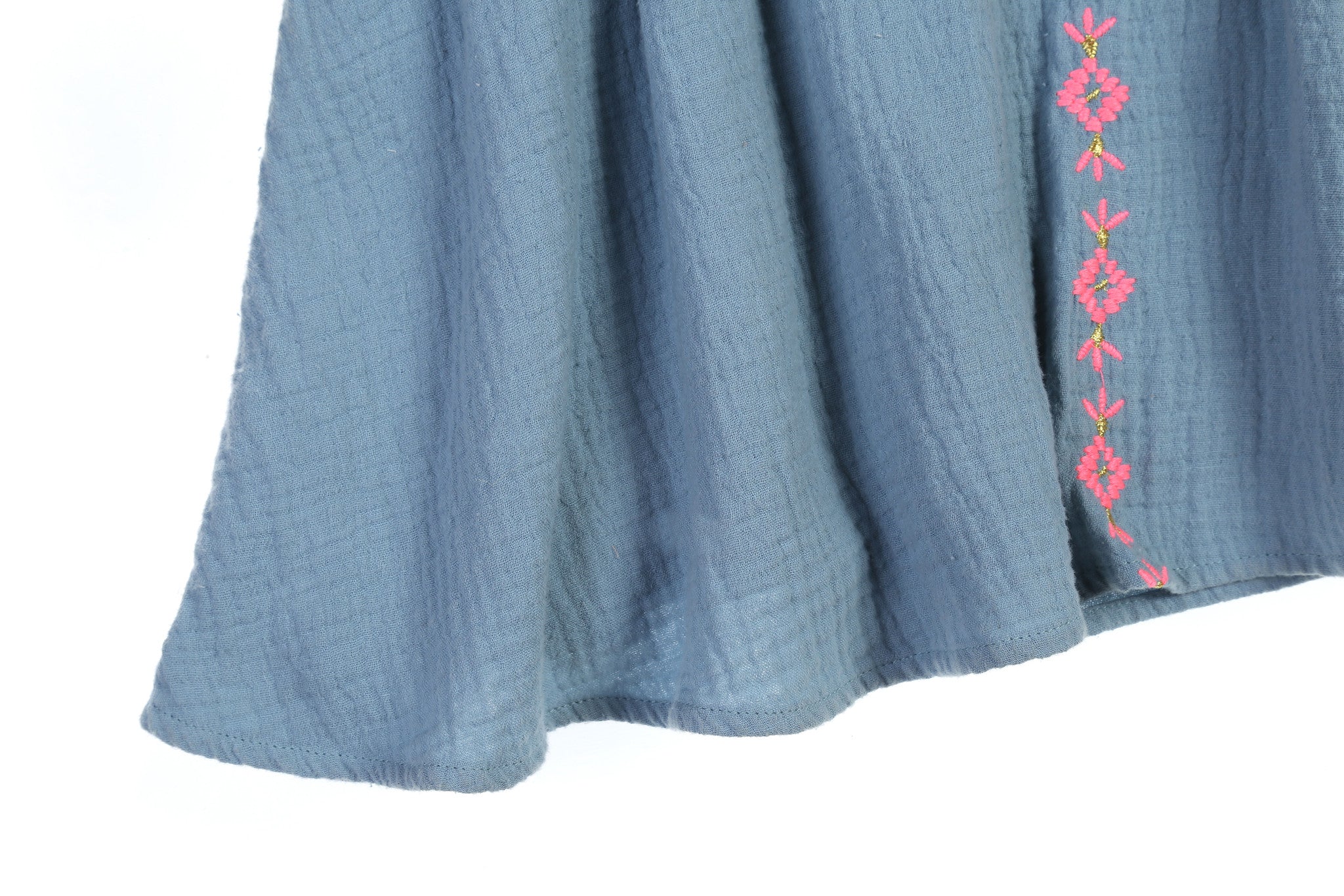 Girls Light Blue Embroidered Trims Cotton 'Kaja' Dress - CÉMAROSE | Children's Fashion Store - 5