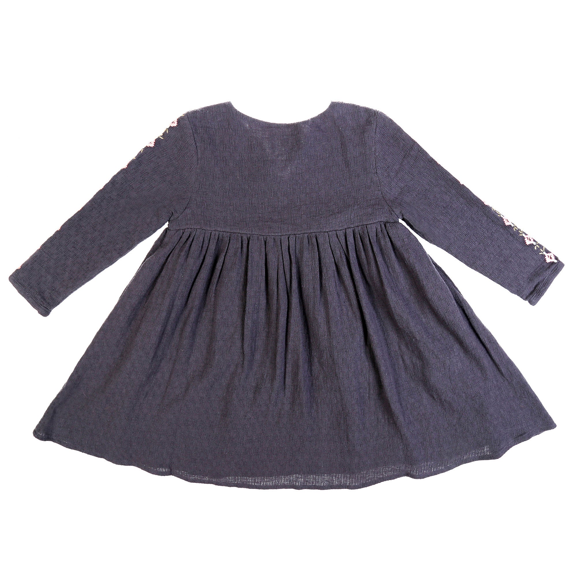 Girls Dark Grey Embroidered Trims Cotton 'Nadechka' Dress - CÉMAROSE | Children's Fashion Store - 2