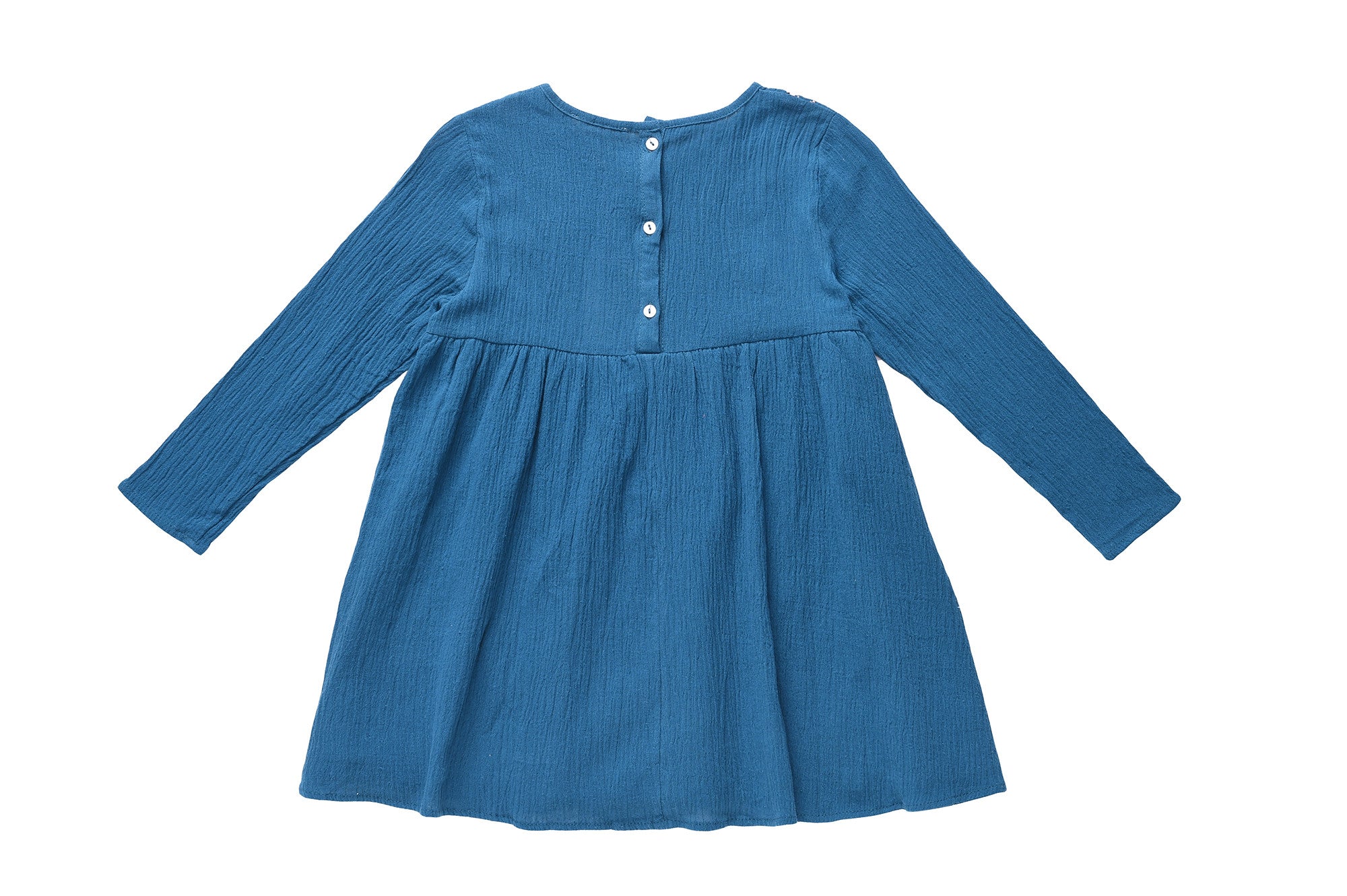 Girls Indigo Embroidered Trims Cotton 'Roshy' Dress - CÉMAROSE | Children's Fashion Store - 3