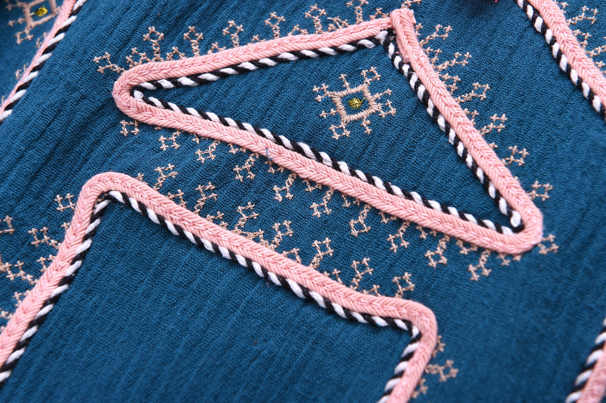 Girls Indigo Embroidered Trims Cotton 'Roshy' Dress - CÉMAROSE | Children's Fashion Store - 7
