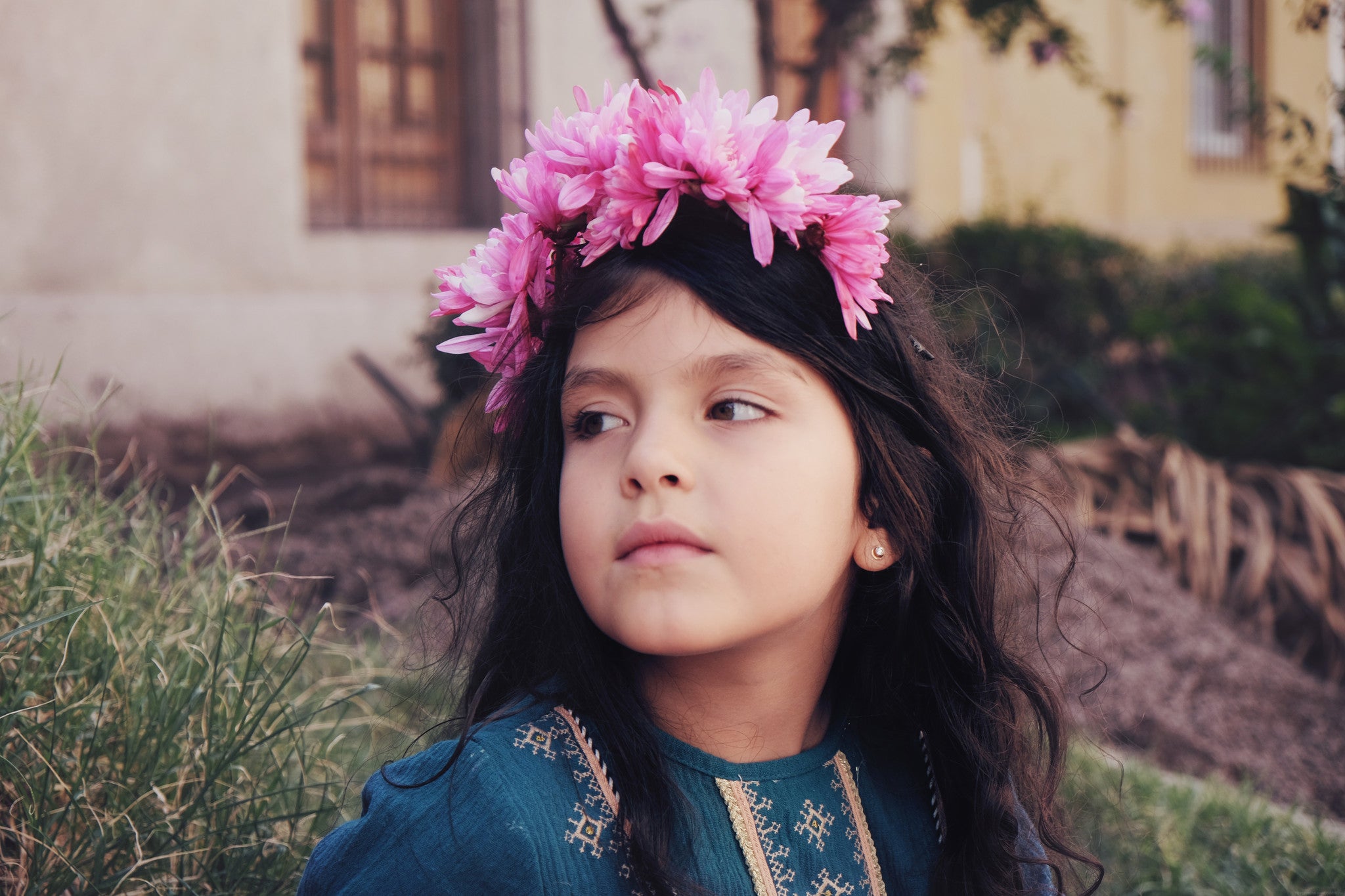 Girls Indigo Embroidered Trims Cotton 'Roshy' Dress - CÉMAROSE | Children's Fashion Store - 5