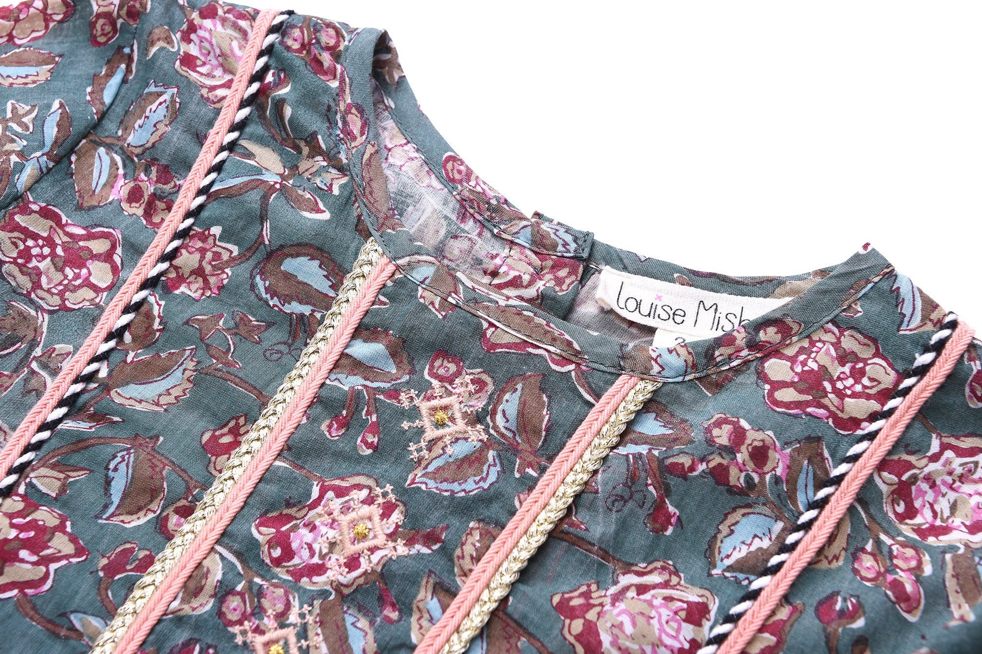Girls Green Flower Printed Trims Cotton 'Roshy' Dress - CÉMAROSE | Children's Fashion Store - 8