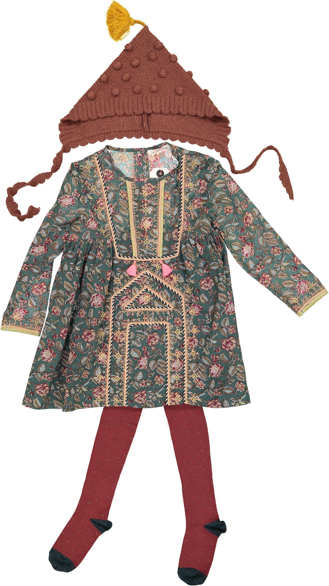 Girls Green Flower Printed Trims Cotton 'Roshy' Dress - CÉMAROSE | Children's Fashion Store - 3