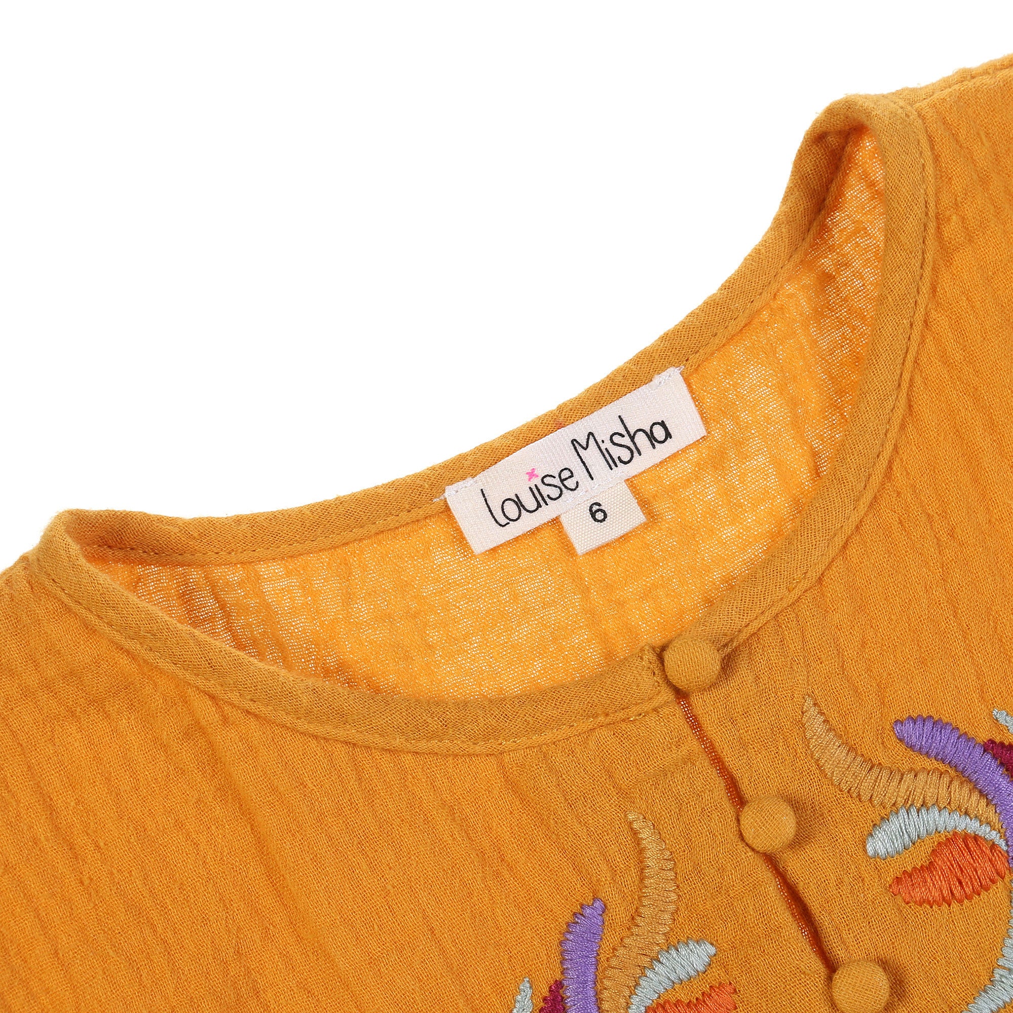 Girls Yellow Embroidered Trims Cotton 'Samsa' Dress - CÉMAROSE | Children's Fashion Store - 4