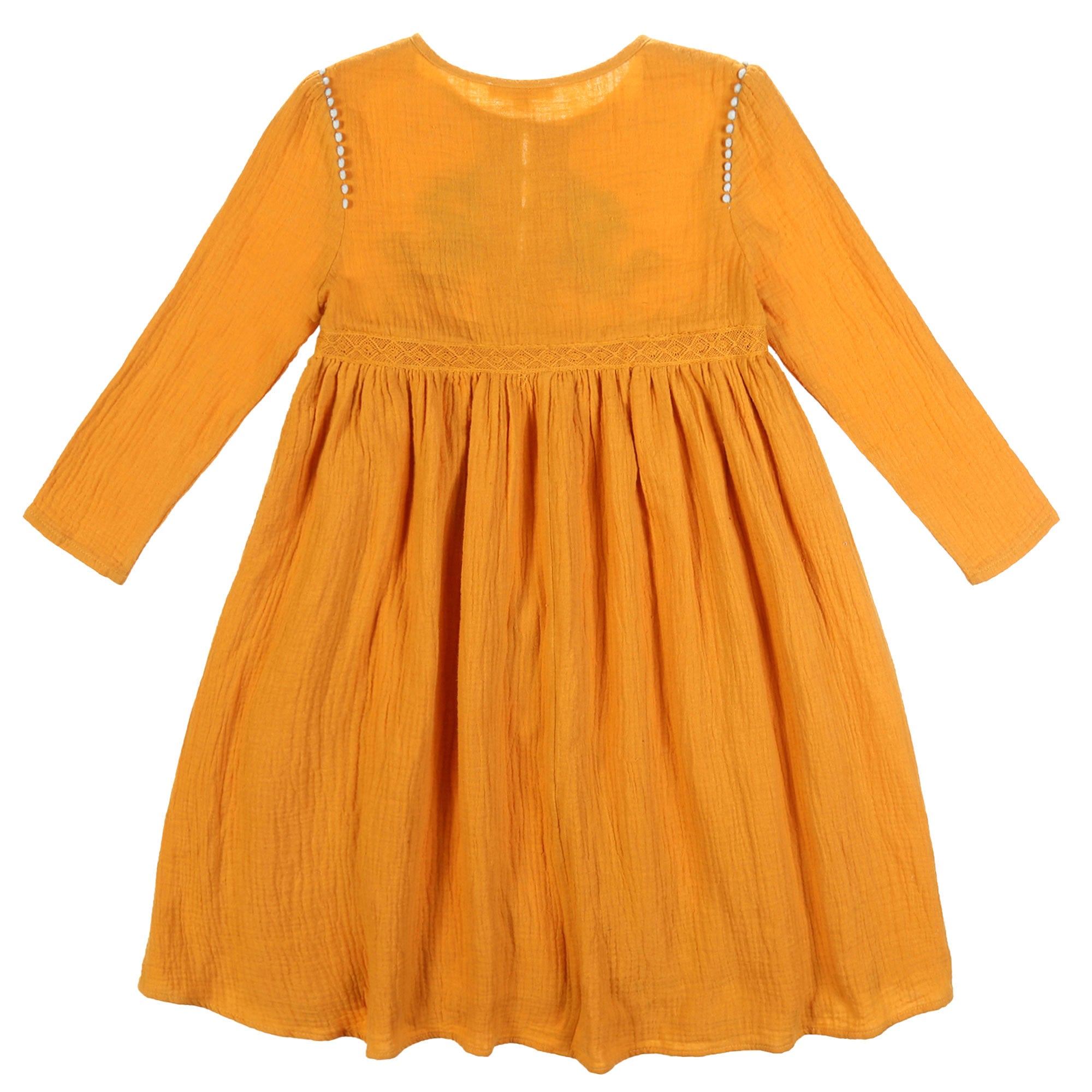 Girls Yellow Embroidered Trims Cotton 'Samsa' Dress - CÉMAROSE | Children's Fashion Store - 6