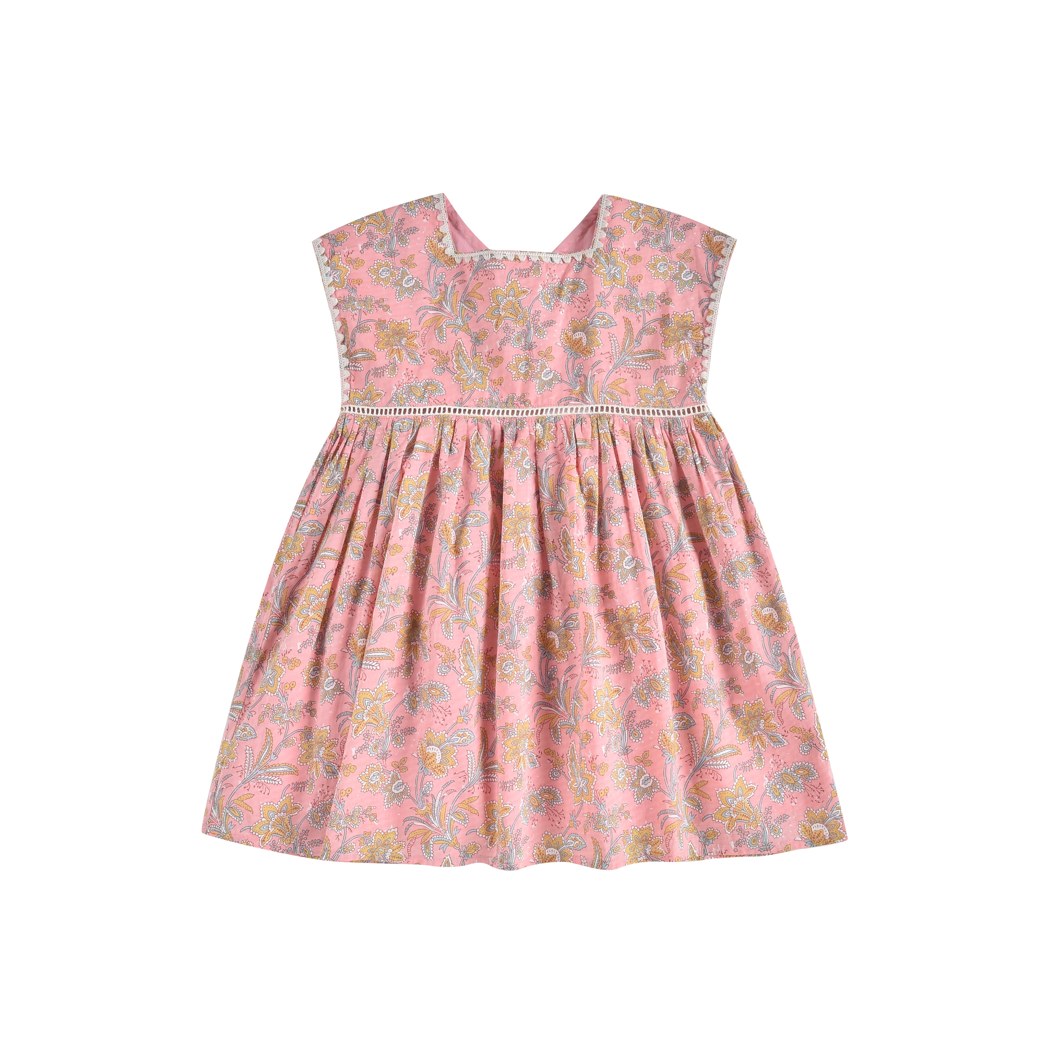 Girls Pink Floral Cotton Dress