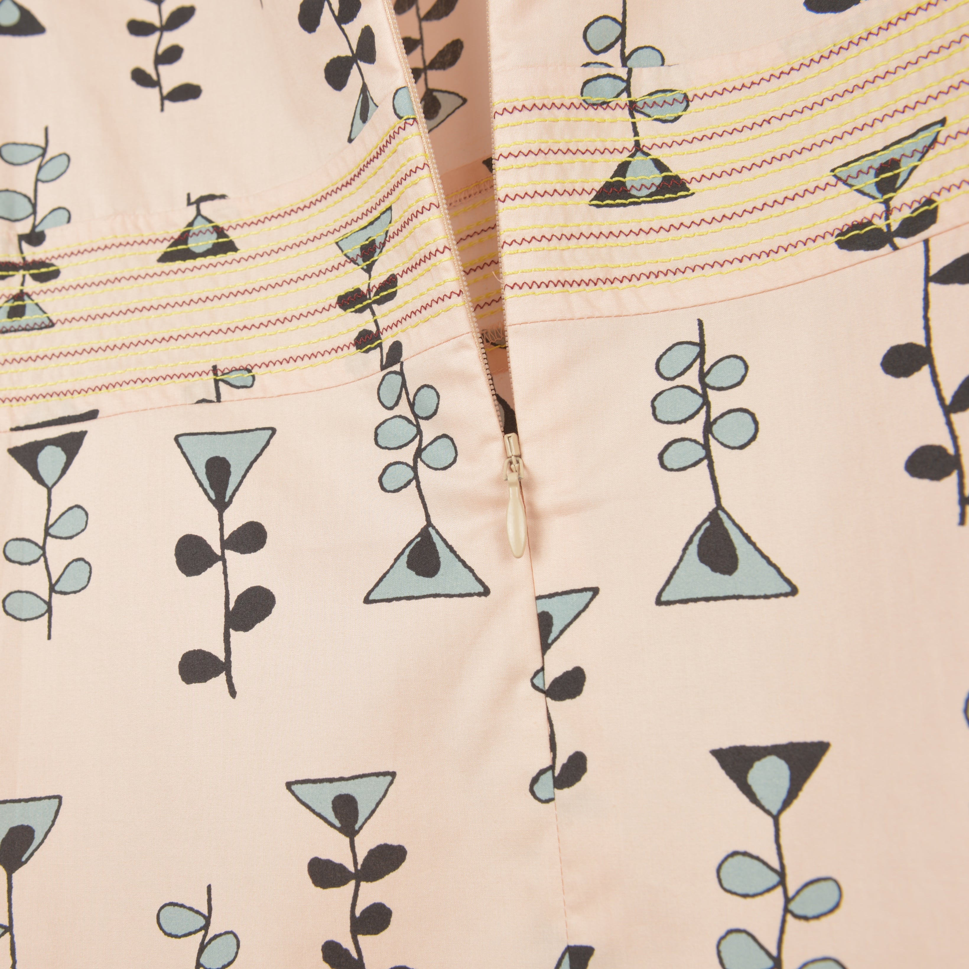 Girls Cream Pink Printed Cotton Dress
