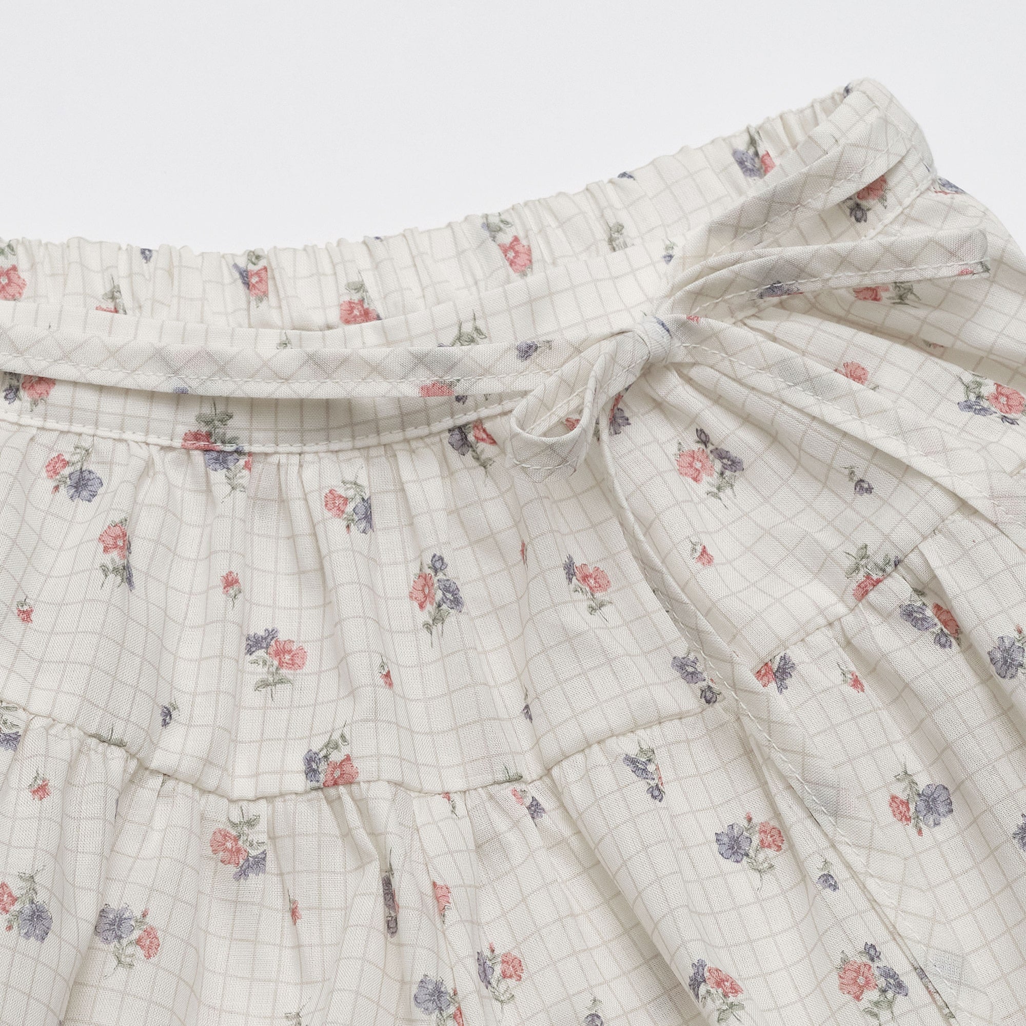Girls Violet Floral Cotton Shorts