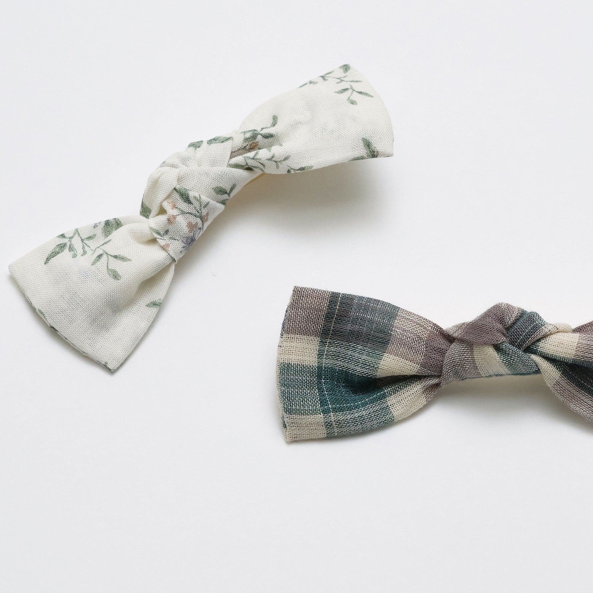 Girls Green Check Hair Clips