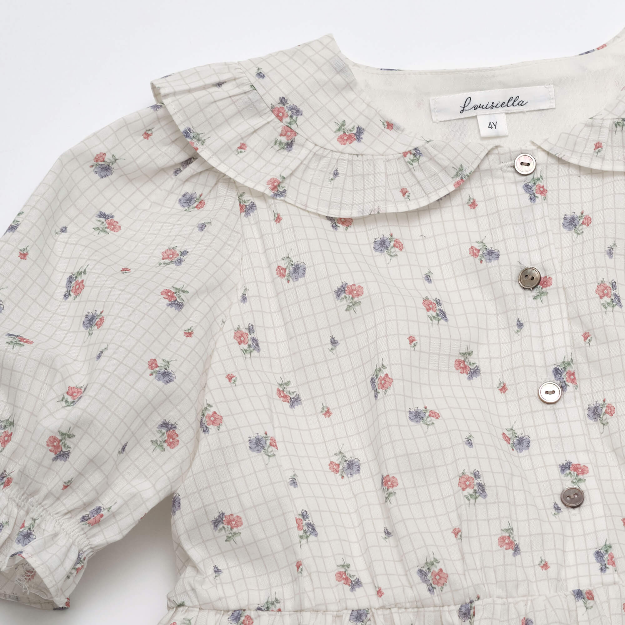 Girls Violet Floral Cotton Dress
