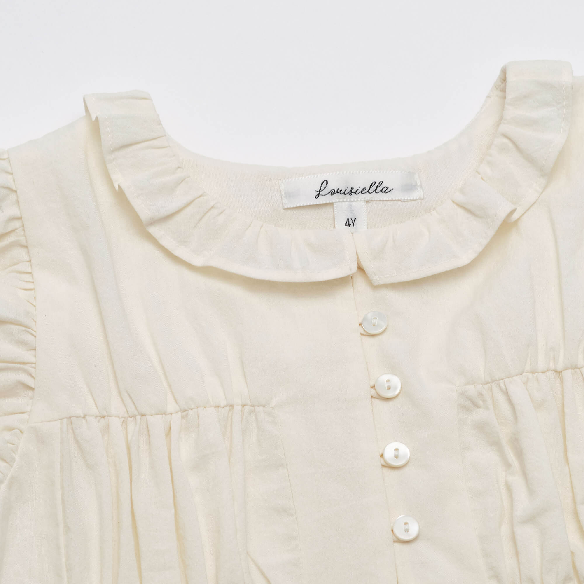Girls Cream Cotton Dress