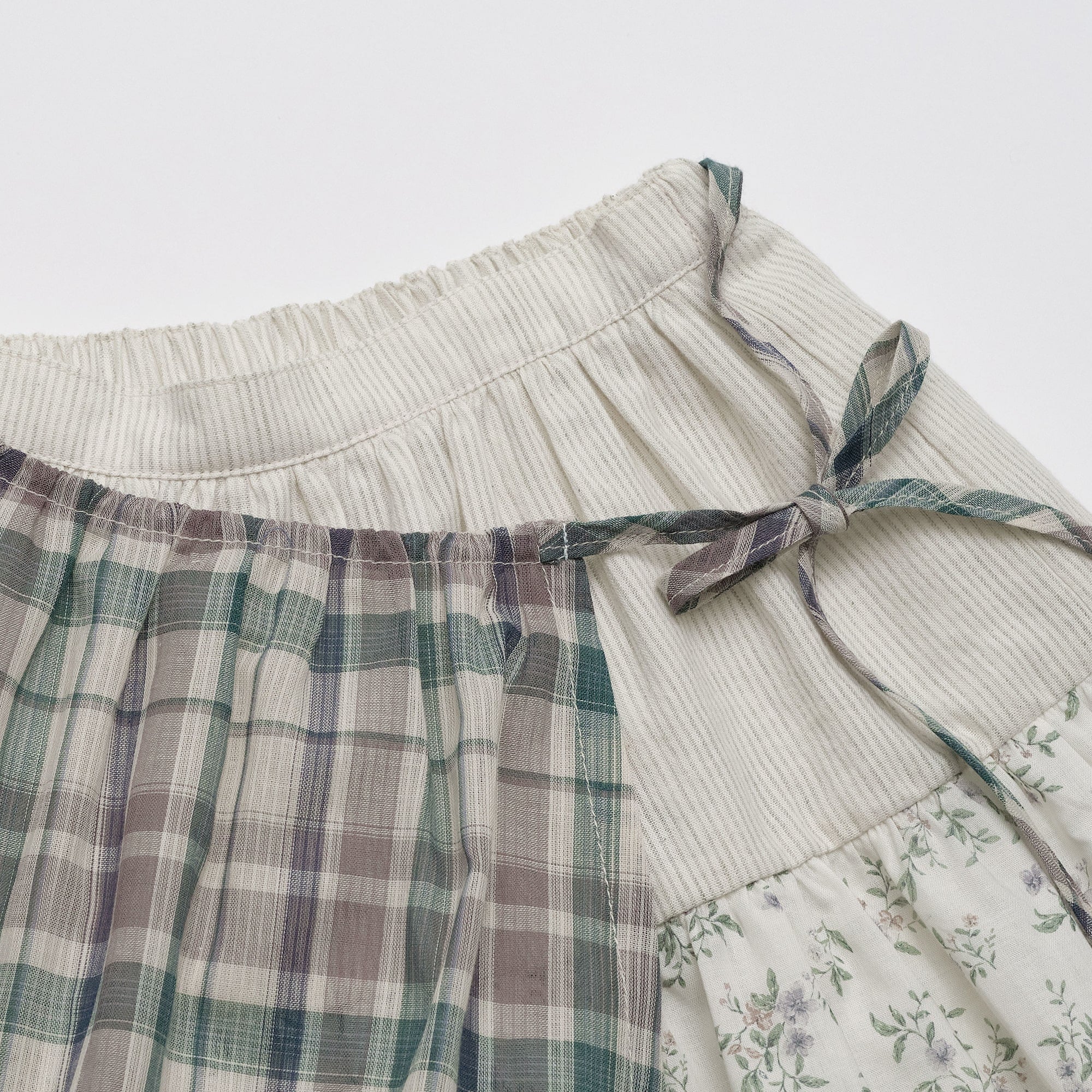 Girls Green Check Cotton Skirt