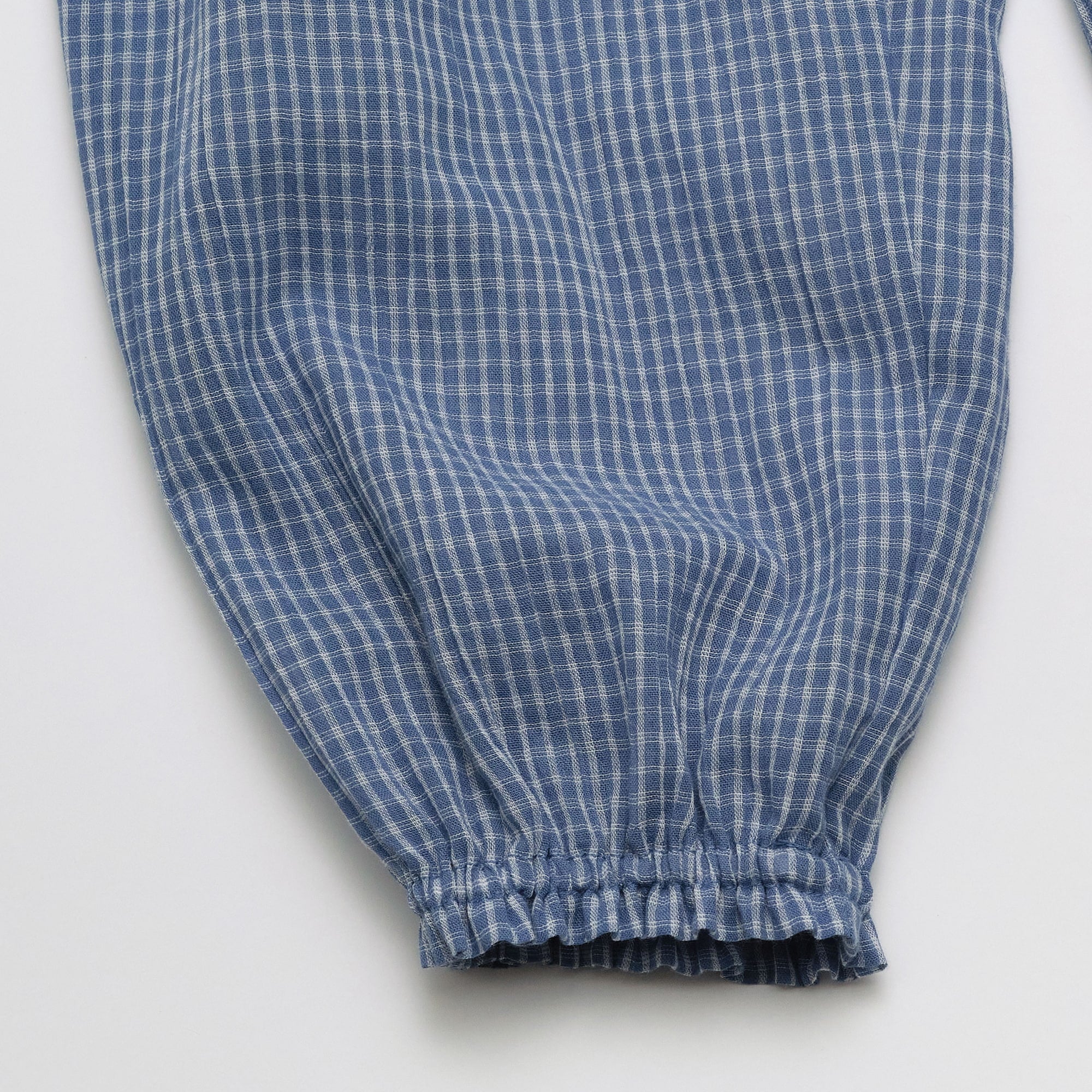 Girls Blue Check Cotton Trousers