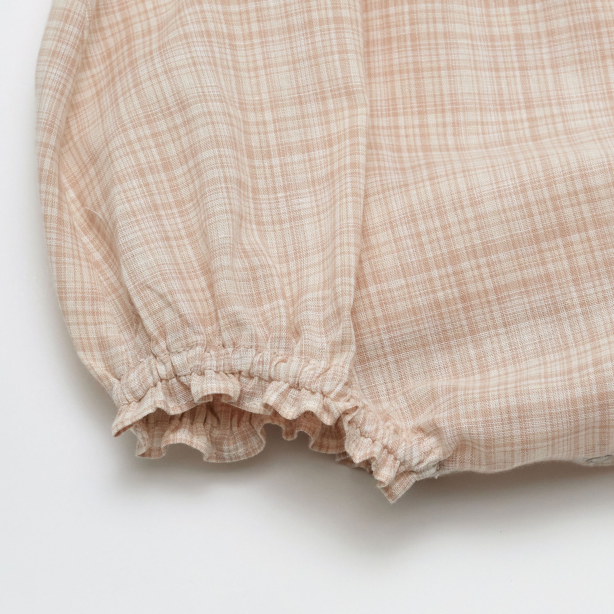 Baby Girls Beige Pink Ruffled Cotton Babysuit