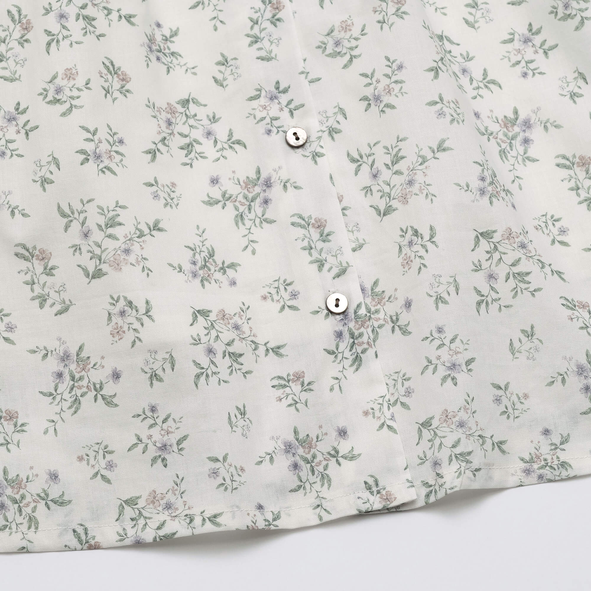 Girls Green Floral Cotton Dress