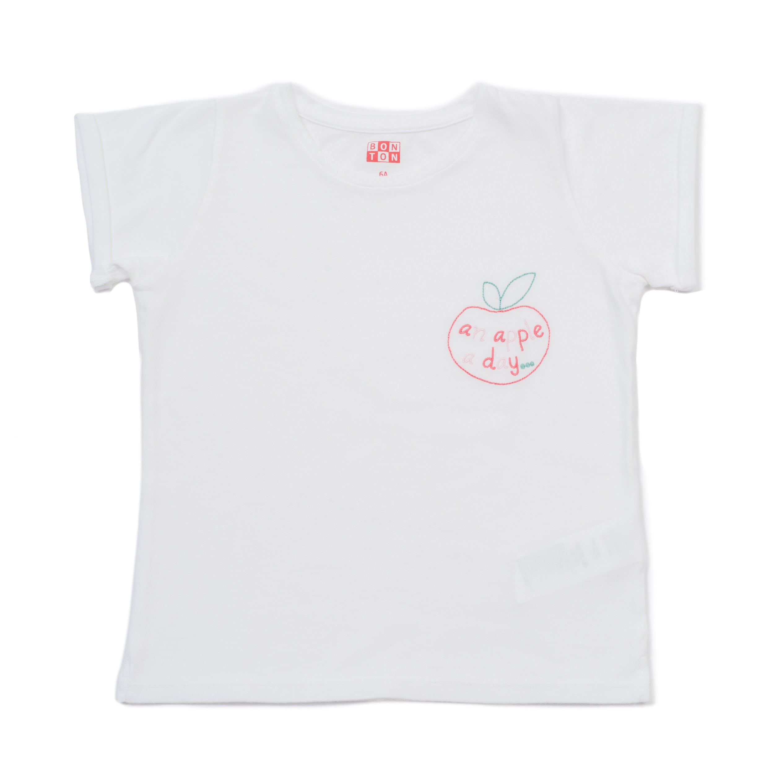 Girls White Milking Strawberry Printing Cotton T-shirt