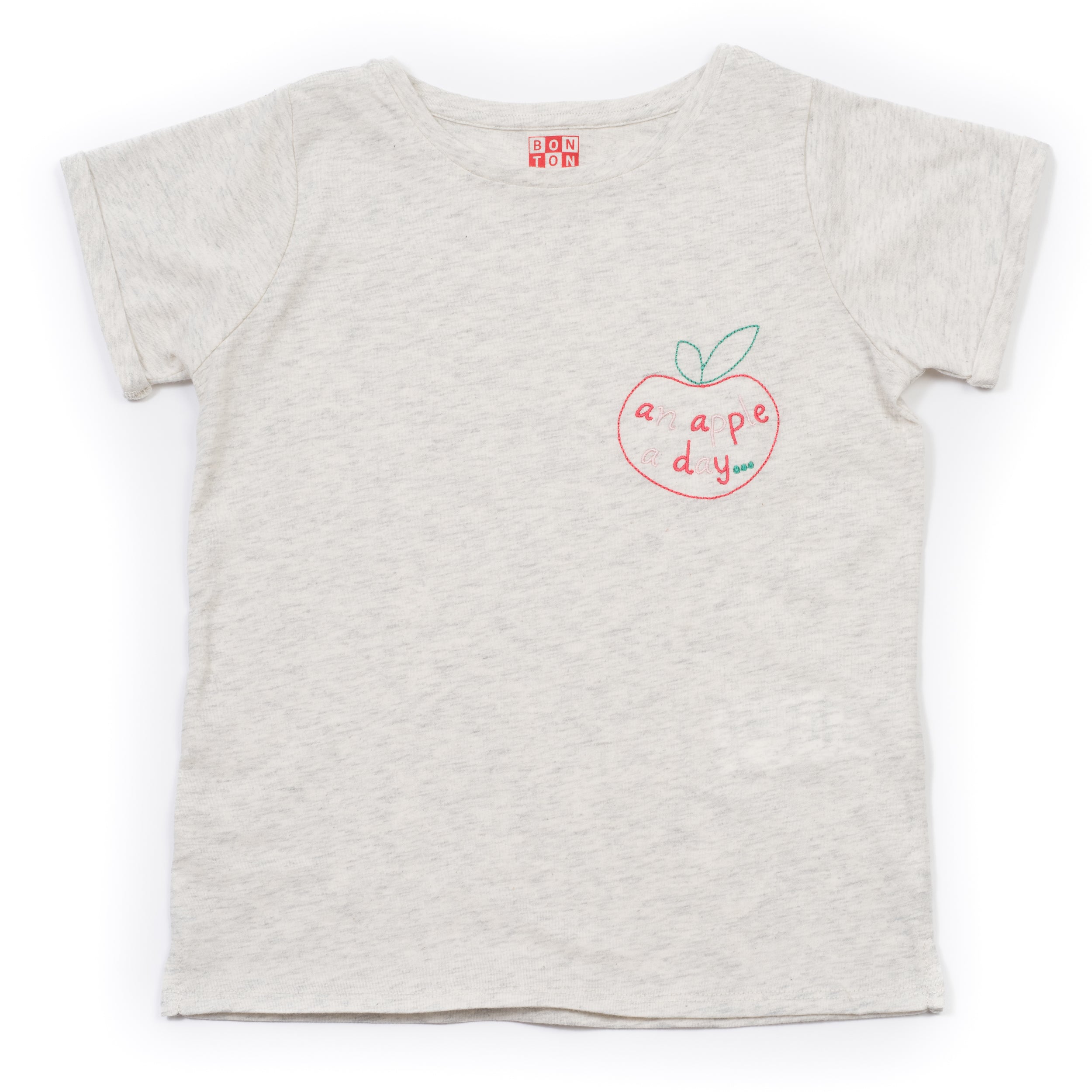 Girls China Grey Strawberry Printing Cotton T-shirt