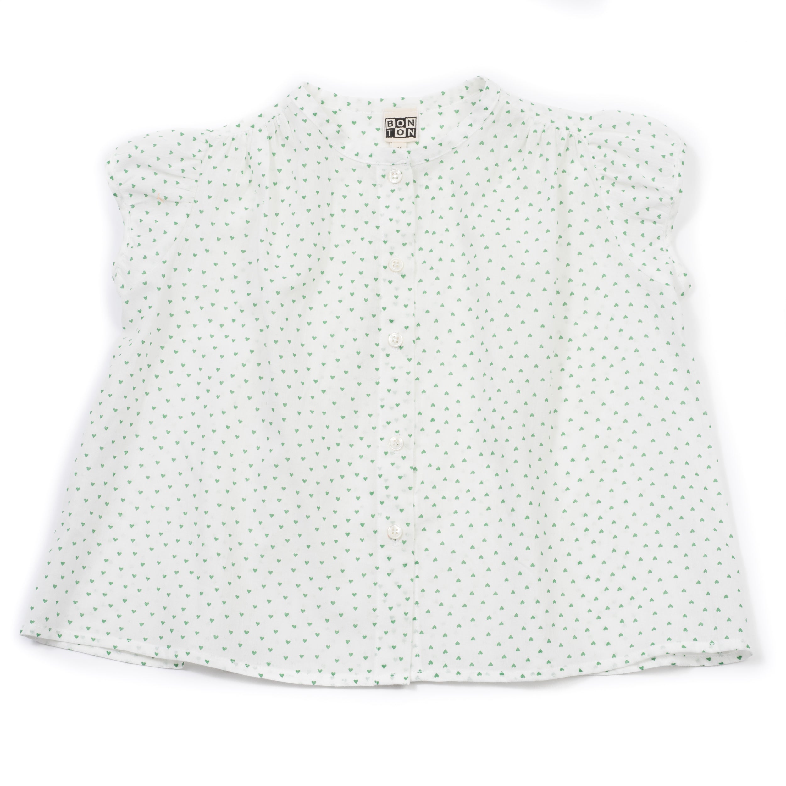 Girls Green Heart Cotton Printed Heart Top