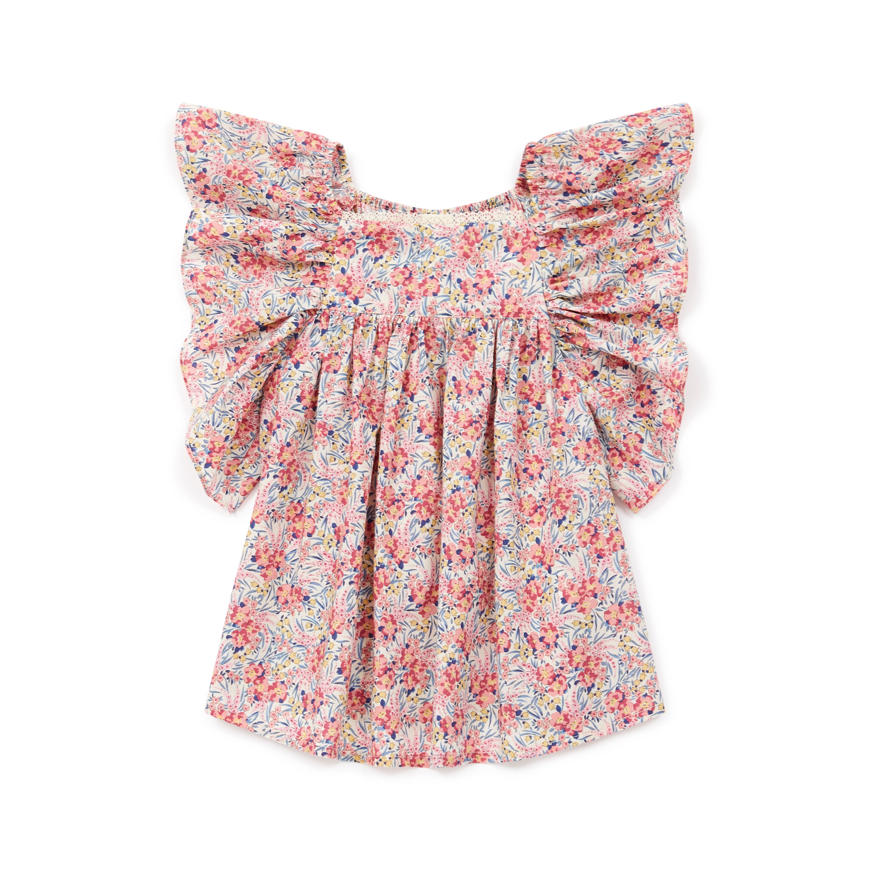 Girls Pink Flowers Cotton Top