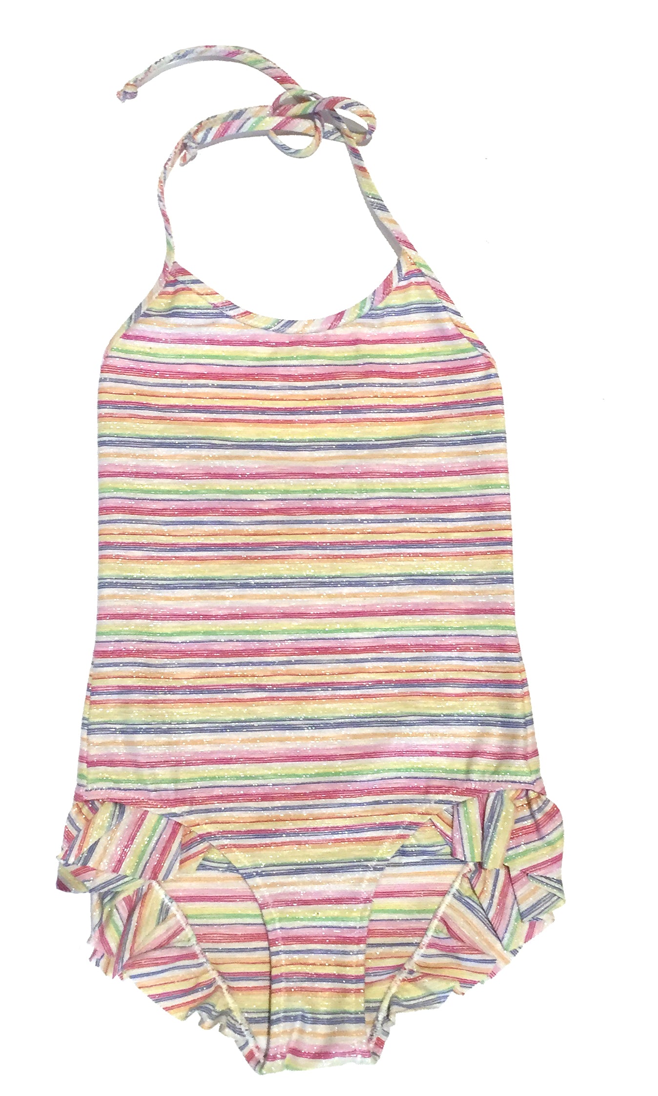 Girls Multicolor Stripe Swimsuit
