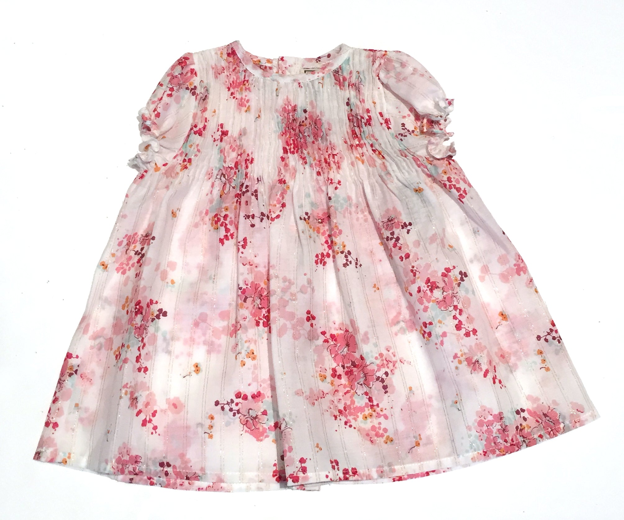 Baby Girls Pink Flowers Cotton Dress